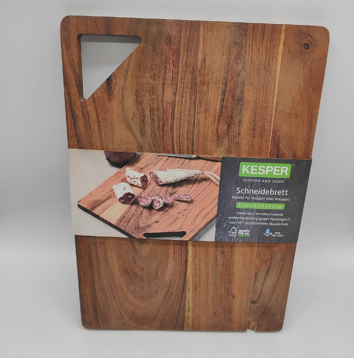 KESPER Schneidbrett Akazienholz 355 x 255 Holz leicht beschädigt un