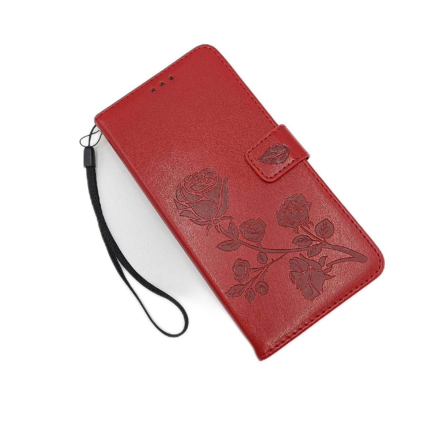 YIKLA Hülle Smartphone Zubehör Xiaomi Redmi 10 Kartenfach Magnetverschluss Standfunktion Tasche Rot