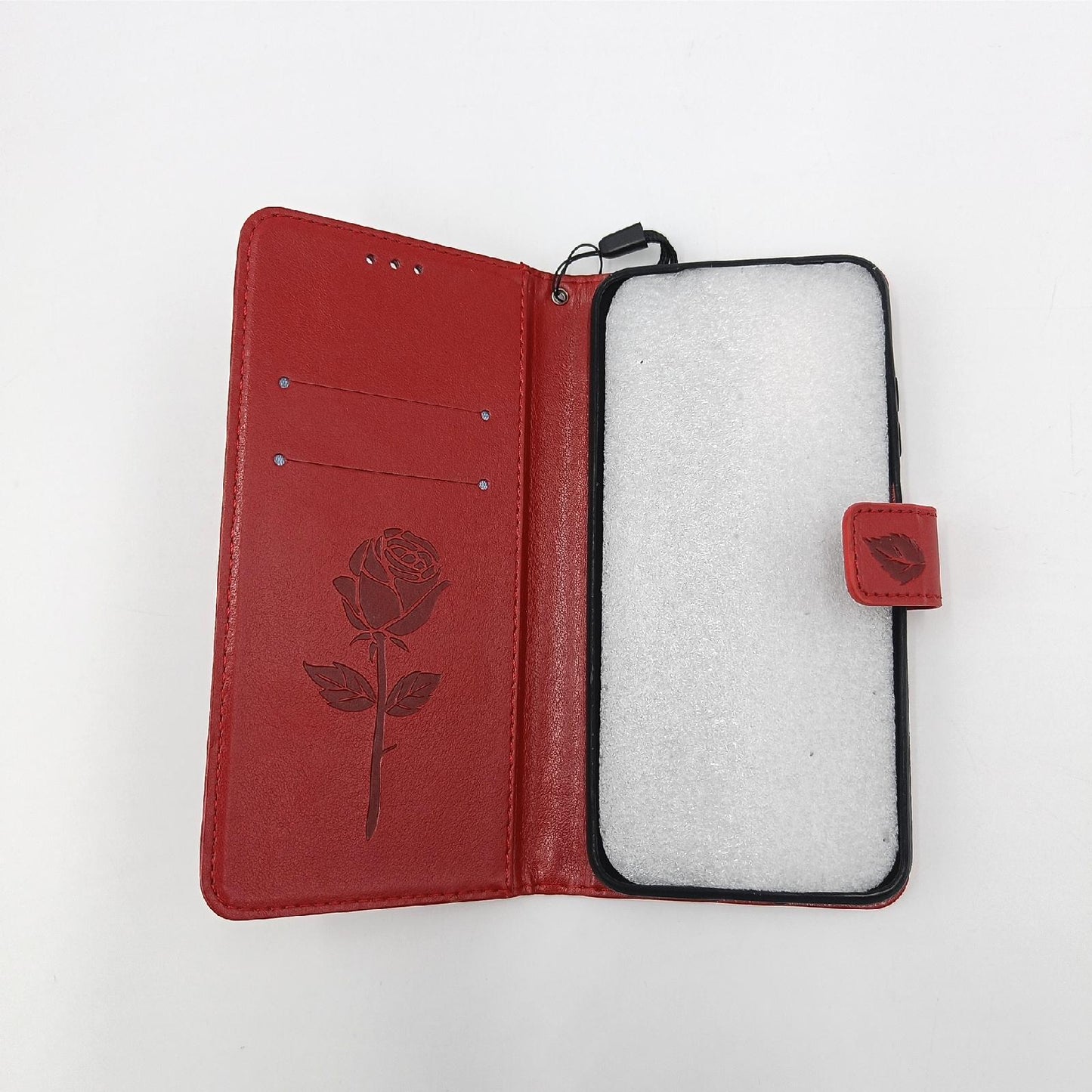 YIKLA Hülle Smartphone Zubehör Xiaomi Redmi 10 Kartenfach Magnetverschluss Standfunktion Tasche Rot
