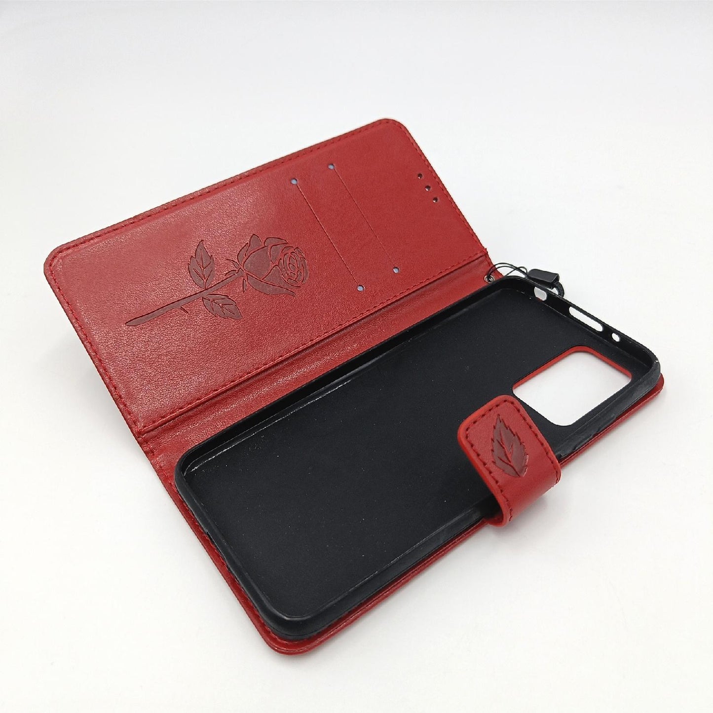 YIKLA Hülle Smartphone Zubehör Xiaomi Redmi 10 Kartenfach Magnetverschluss Standfunktion Tasche Rot