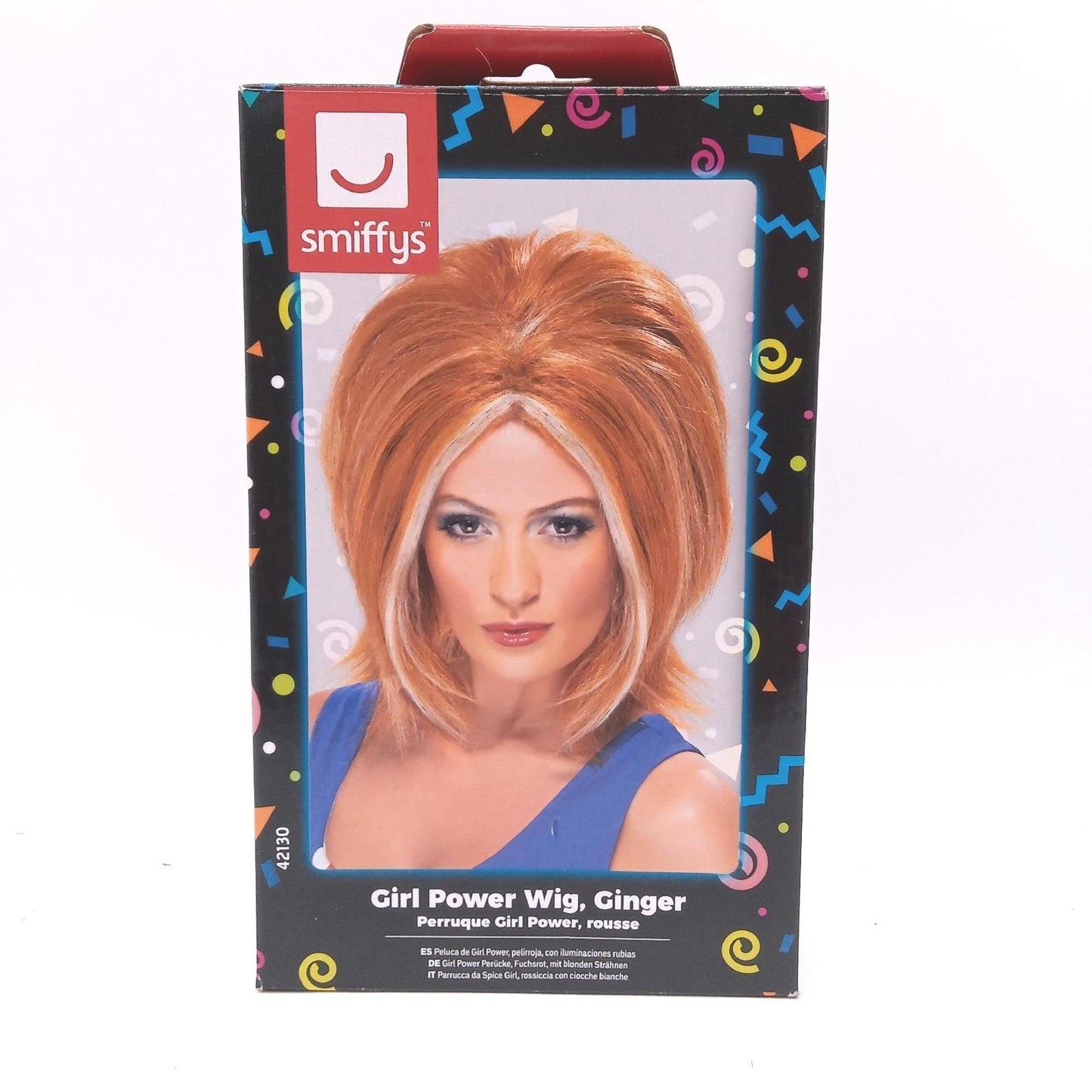 Smiffys Girl Power Perücke, Fuchsrot, mit blonden Strähnen Halloween