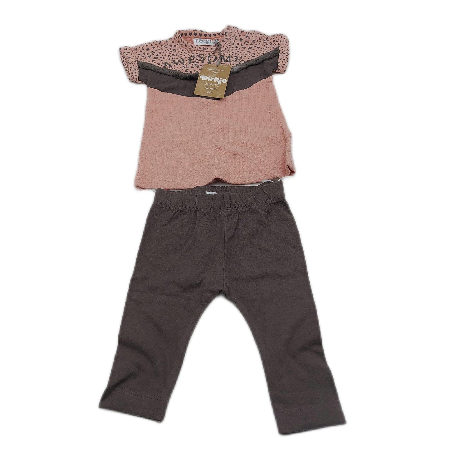 Dirkje - Girls 2-piece Babysuit - Baby Clothes - Cotton - Soft Cotton - Set - Old Pink - Size 68