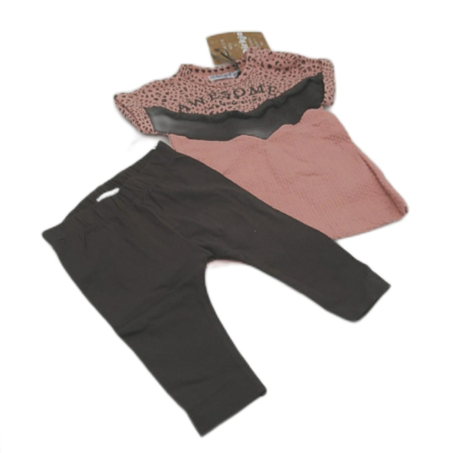 Dirkje - Girls 2-piece Babysuit - Baby Clothes - Cotton - Soft Cotton - Set - Old Pink - Size 68