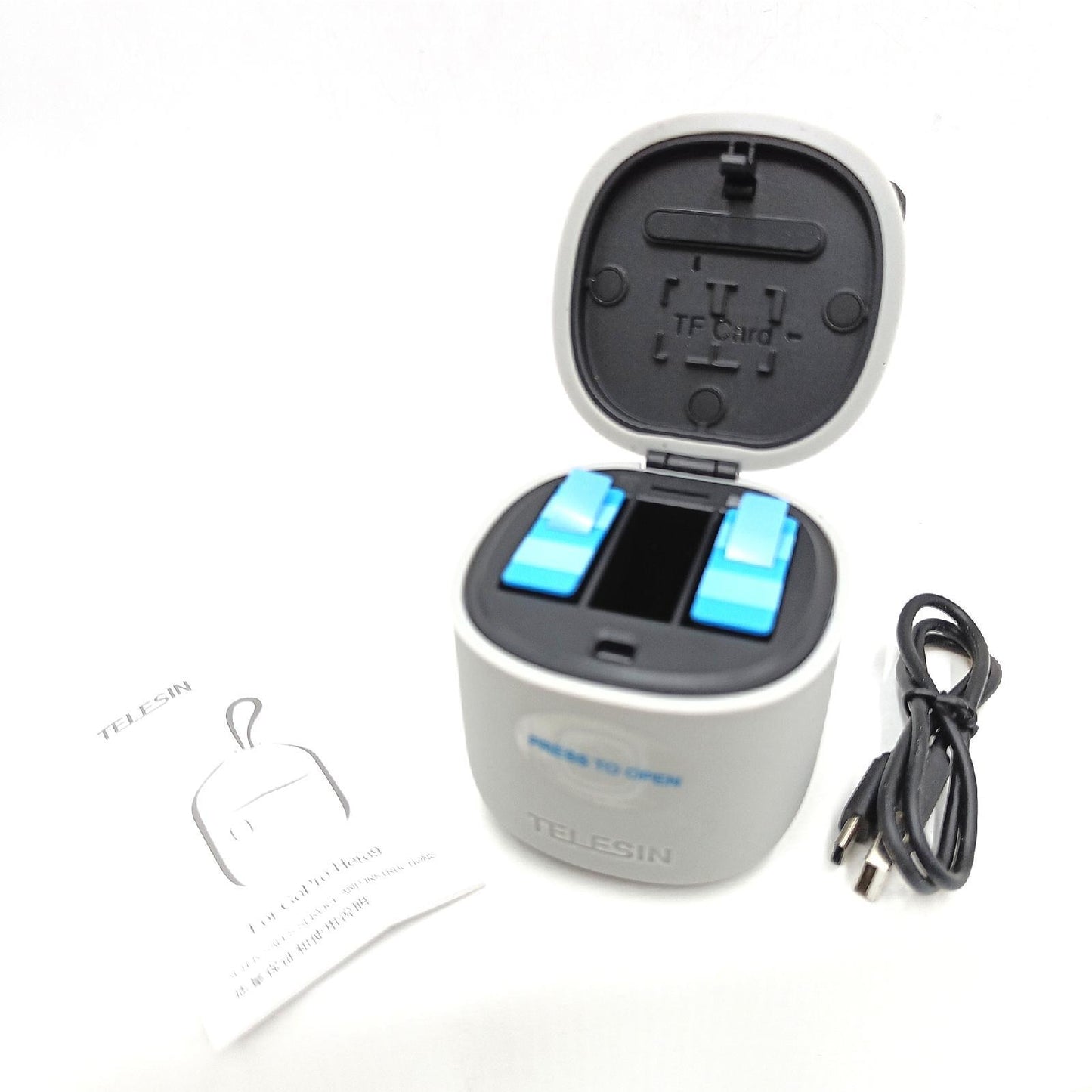 3 Kanal Ladegerät Zubehörsatz Akkus 1750 mAh USB Typ C Kabel SD Kartenles