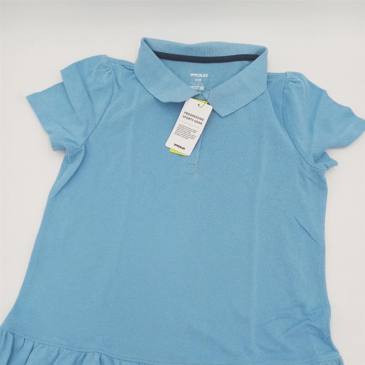 TSLA Mädchen Kurzarm Polo-Kleid  Schuluniform  Gtk27 1pack - Light Blue  16