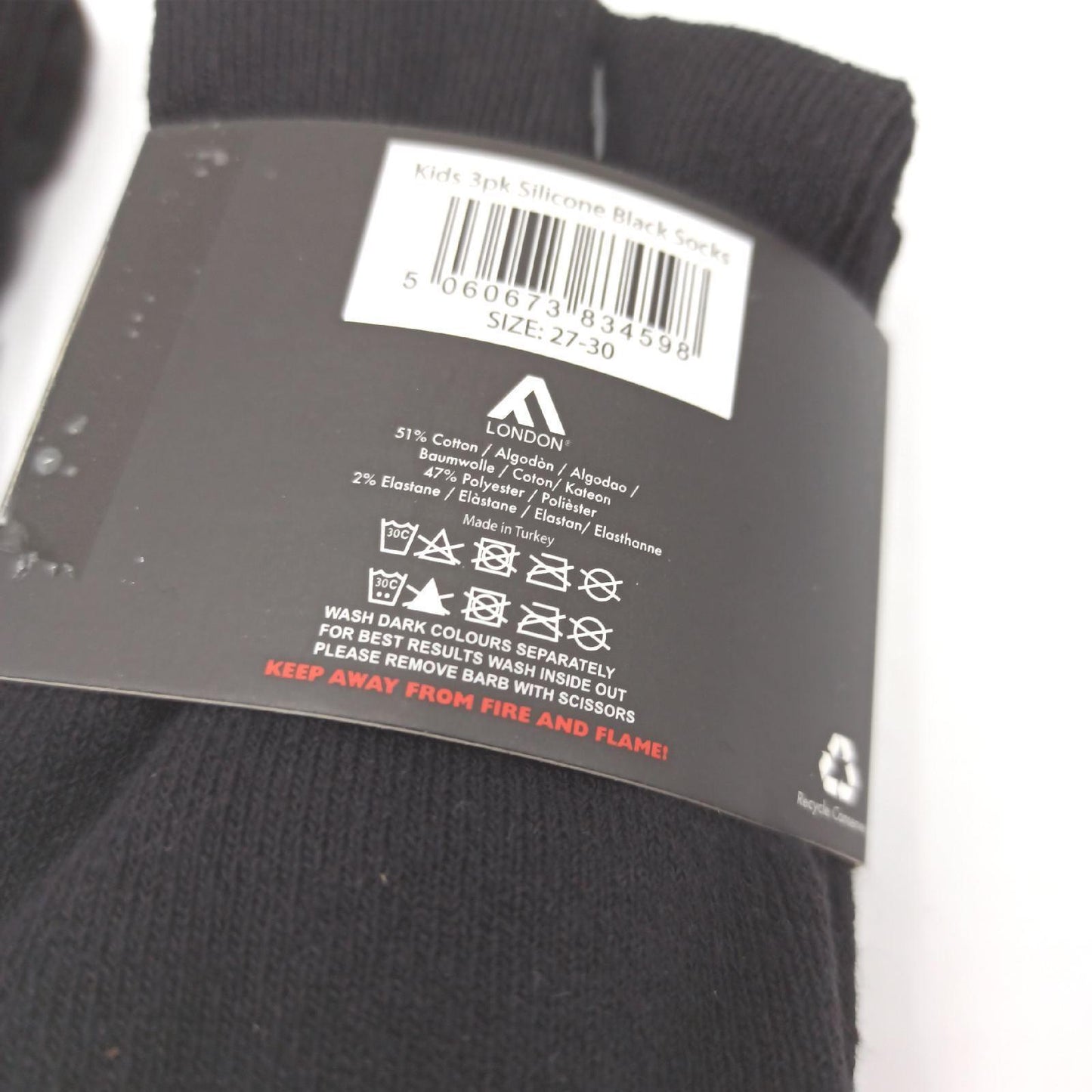 FM London Schulsocken Kinder Socken Schwarz Calf Komfort