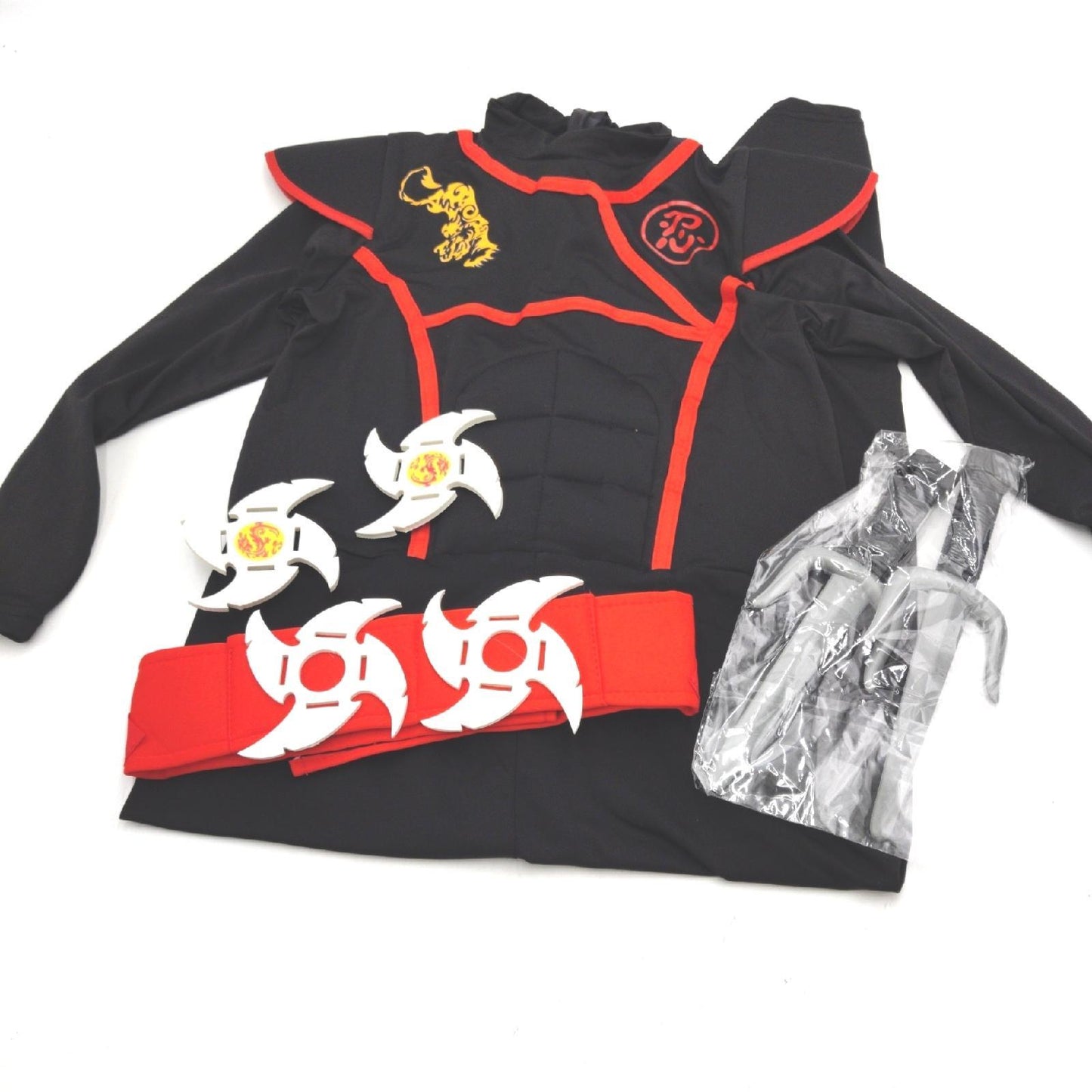 Aomig Kinderkostüm Halloween Kleidung Ninjaanzug Schwarz Jungen Mädchen Ninjasterne