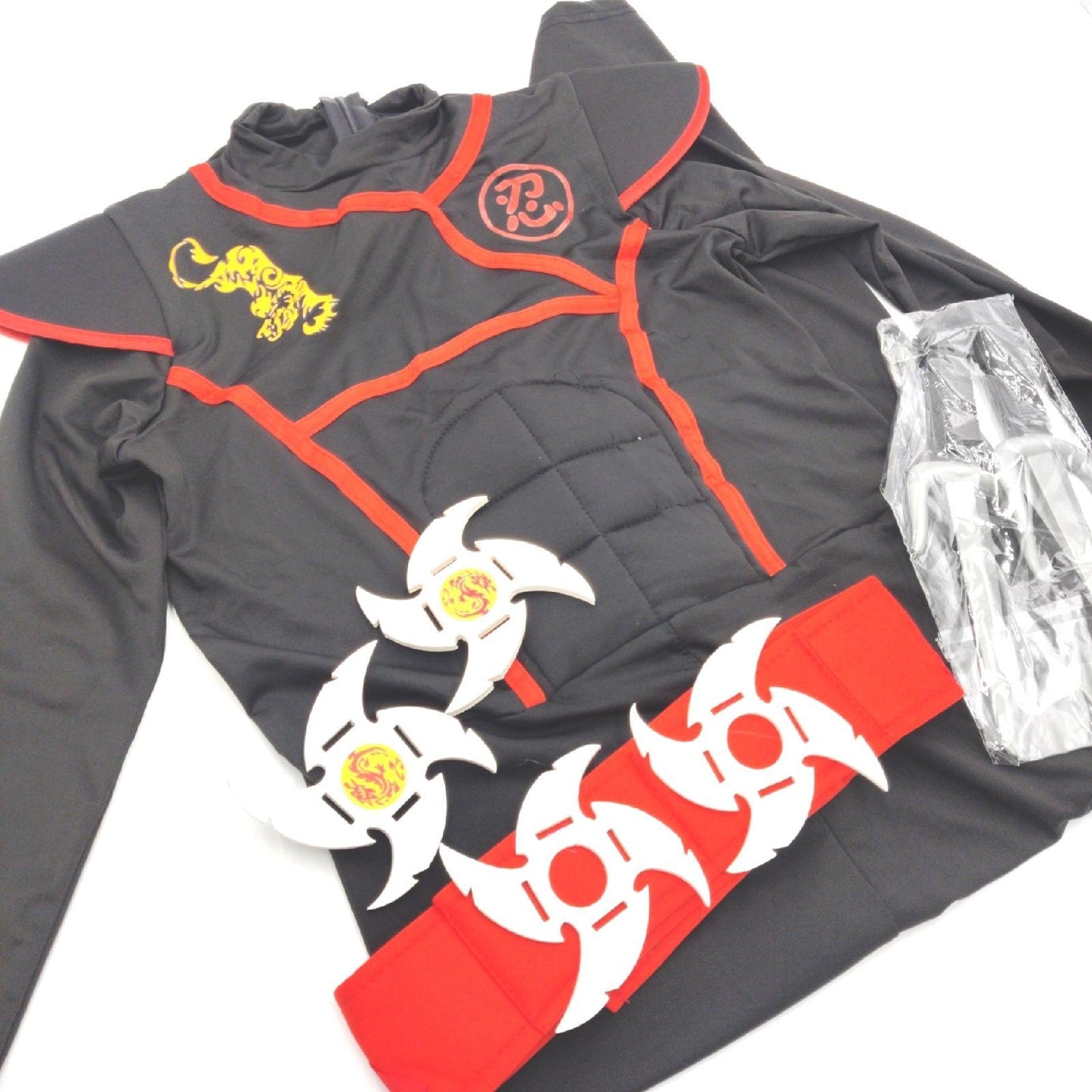Aomig Kinderkostüm Halloween Kleidung Ninjaanzug Schwarz Jungen Mädchen Ninjasterne