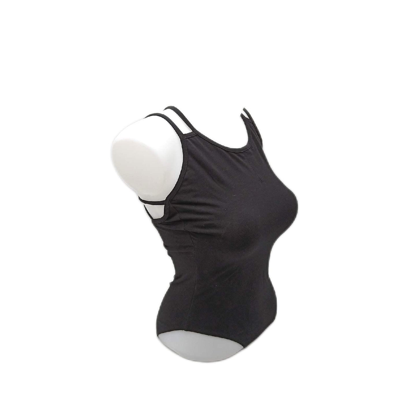 BOZEVON Damen Ballett Trikot - Elegant Ballettanzug Bodysuit Gymnastikanzug Ärmellos Elastischer Tops Jumpsuit Ballettkleidung mit Spaghettiträgern (Schwarz)