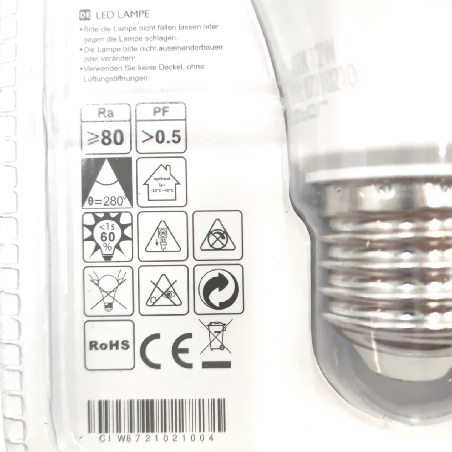 Aigostar Led Lampe E27 Kaltweiß 12W Leuchtmittel Licht 6500K 1170Lumen Abstrahlwinkel 280 Grad Tropfenform Birnen 5 Stück