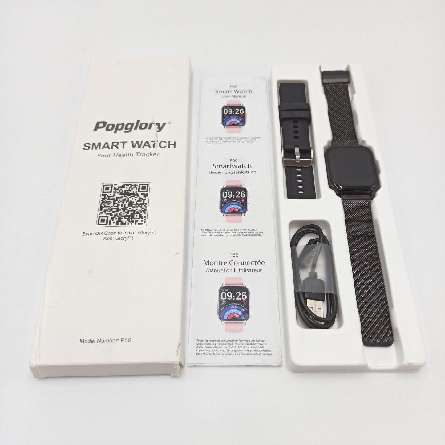 Popglory Smartwatch 1.85 Zoll Touch-Farbdisplay Bluetooth Anrufe ,Fitnessuhr (35,61)