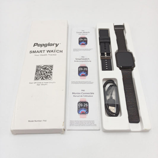 Popglory Smartwatch 1.85 Zoll Touch-Farbdisplay Bluetooth Anrufe ,Fitnessuhr (35,61)