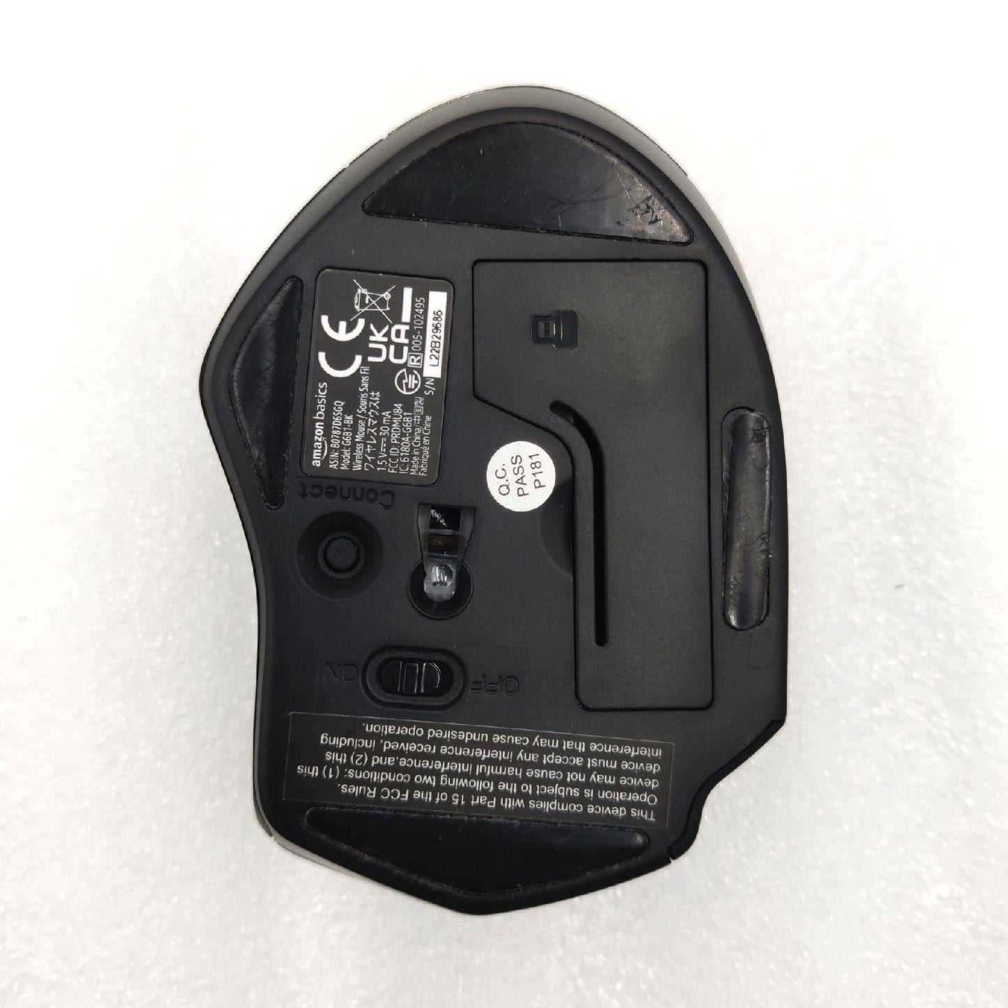 Amazon Basics Ergonomische kabellose USB Maus - DPI einstellbar - Schwarz