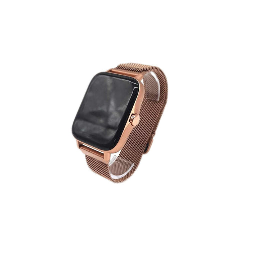 DCU TECNOLOGIC | Moderne Smartwatch | Smartwatch-Anrufe | App-Benachrichtigungen & Anrufe | 8 Sportmodi | IP67 | 2 Roségold-Metallarmbänder +rosa Silikon