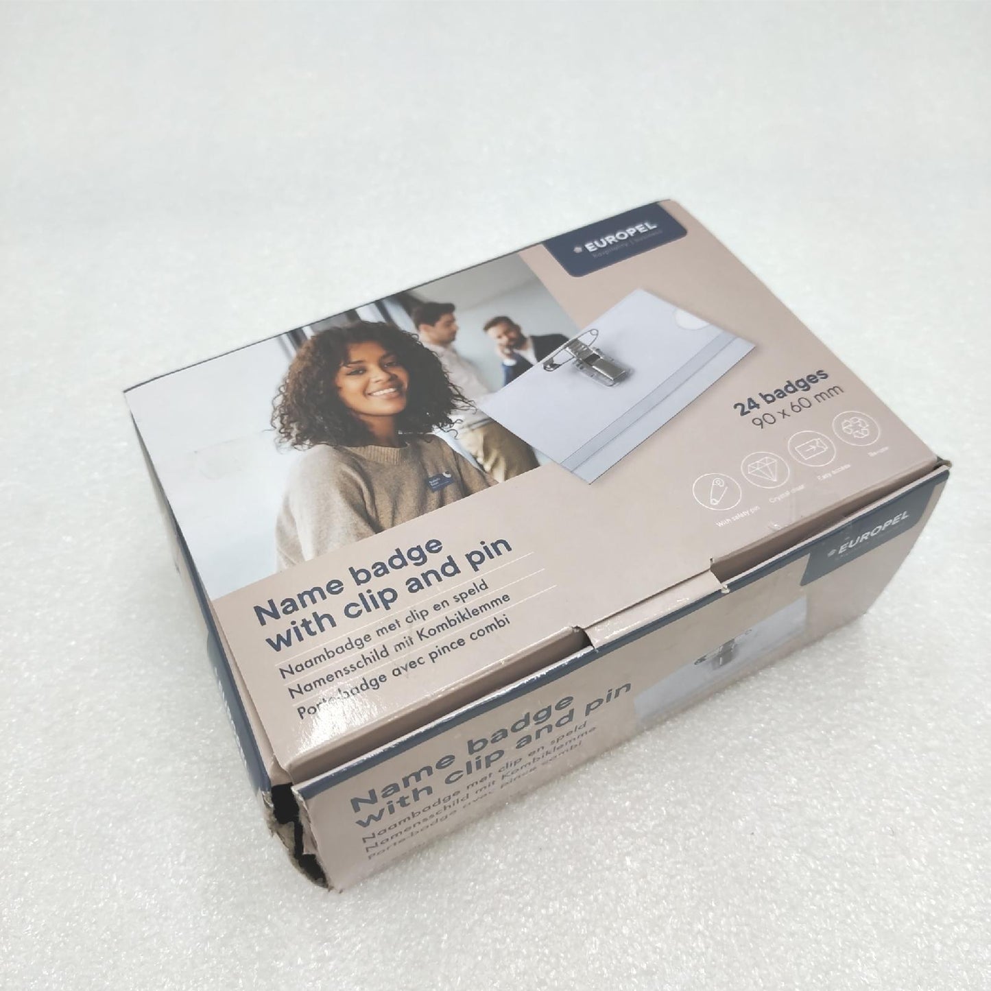 EUROPEL Namensschilder Bürobedarf EU 90x60 mm Hosentraeger Clip klar