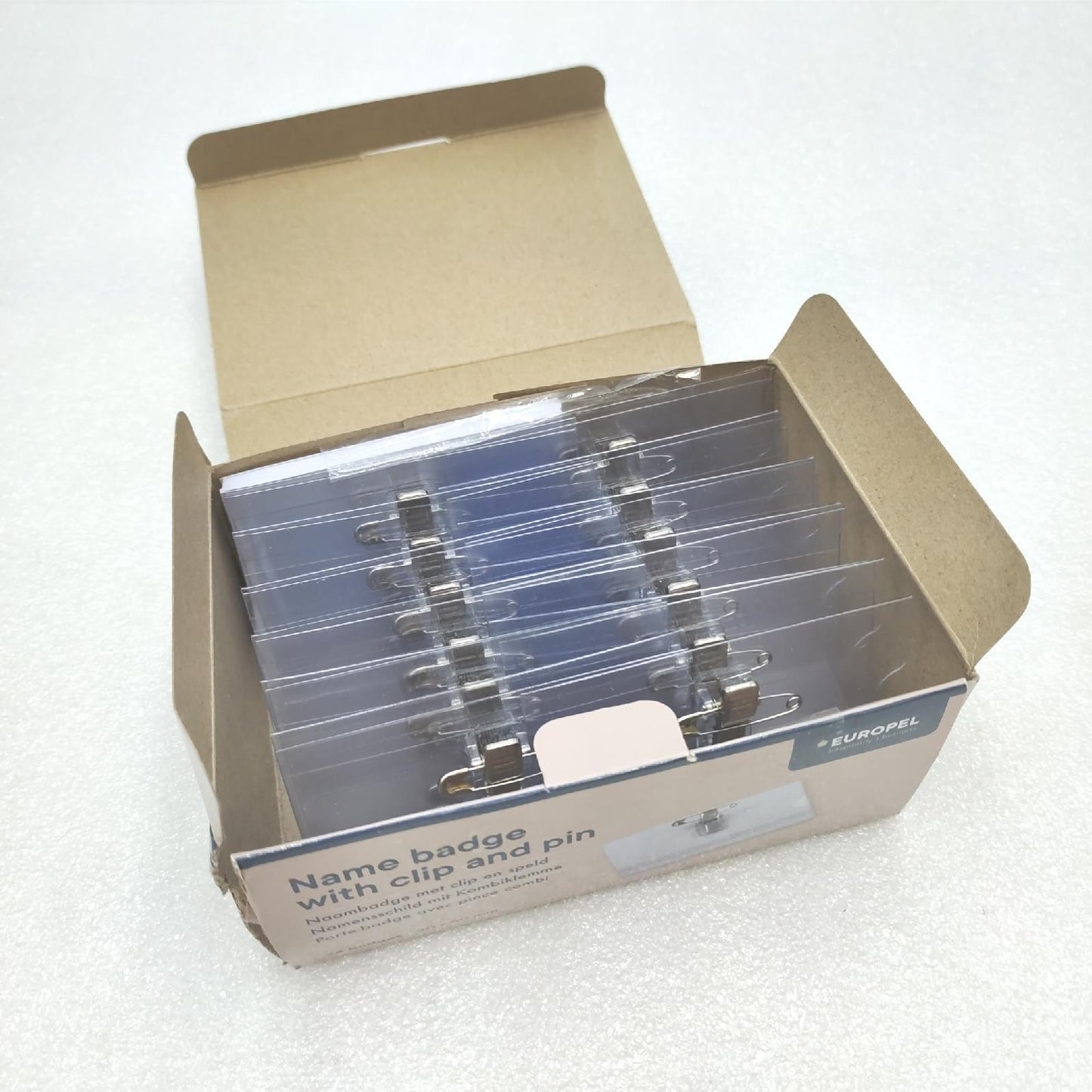 EUROPEL Namensschilder Bürobedarf EU 90x60 mm Hosentraeger Clip klar