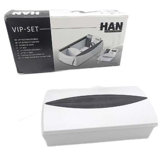 HAN Visitenkartenbox VIP modernes Design Deckel 500 Karten Schwarz praktisch