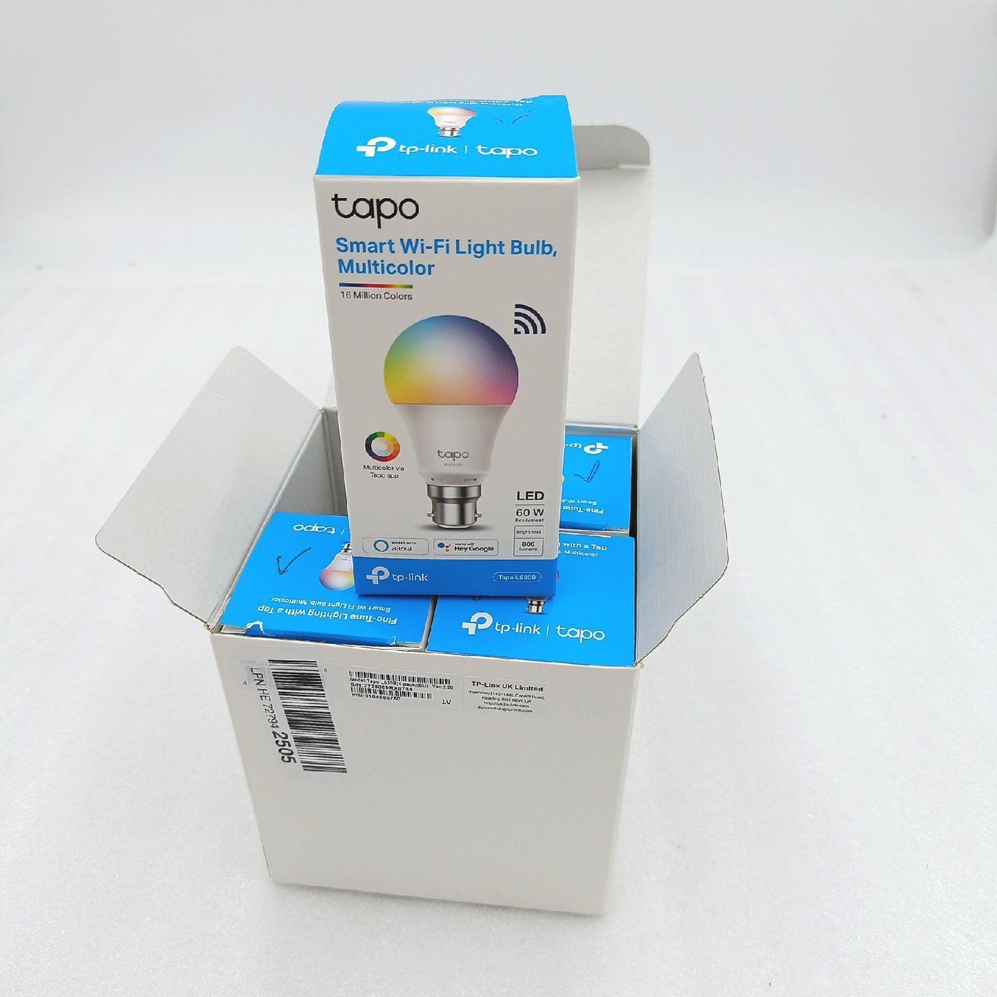 TP-Link Tapo Smart Bulb, Smart Wi-Fi, B22, 9 W, funktioniert mit Amazon Alexa (Echo und Echo Dot) und Google Home, Farbe veränderbar, kein Hub erforderlich, Tapo L530B (4 Stück) [Energieklasse F]