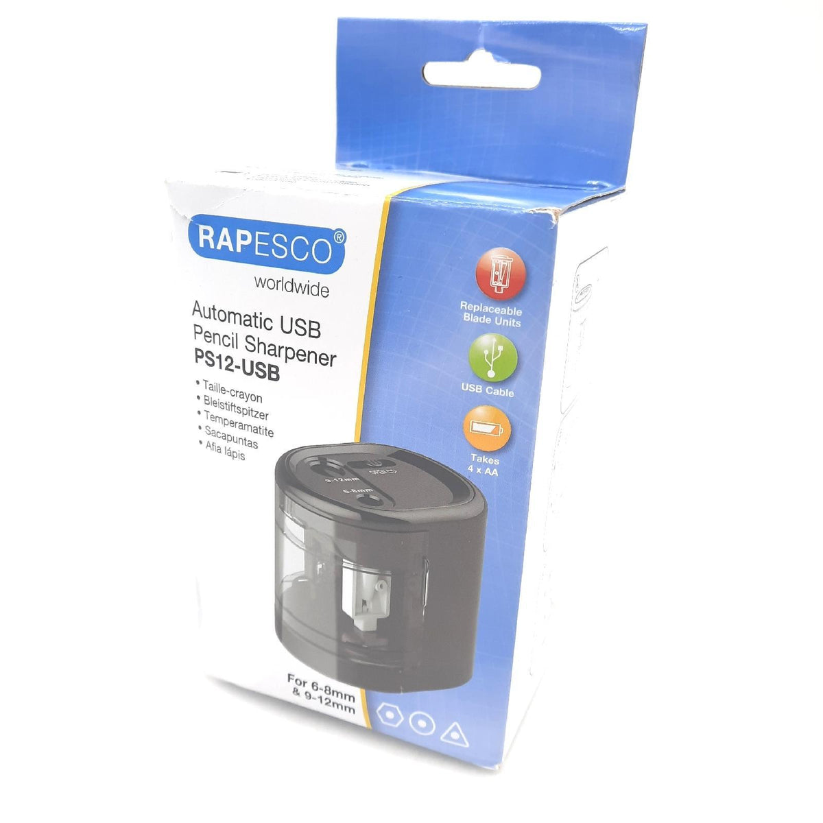 Rapesco 1448 PS12-USB Zwei-Loch-Batteriebetriebener elektrischer Bleistiftspitzer oder (15,00)