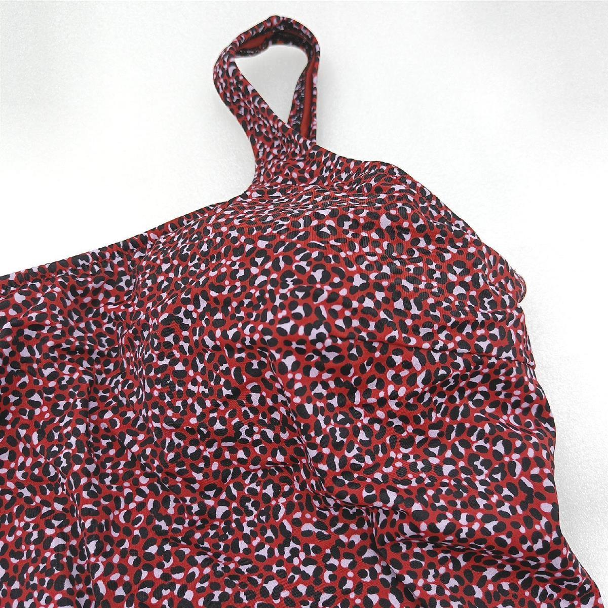 Amazon Essentials Damen Einteiliger bedeckender Badeanzug mit Rundhalsausschnitt in Übergröße erhältlich  Ziegelrot Leopardenmuster  3XL Große Größen