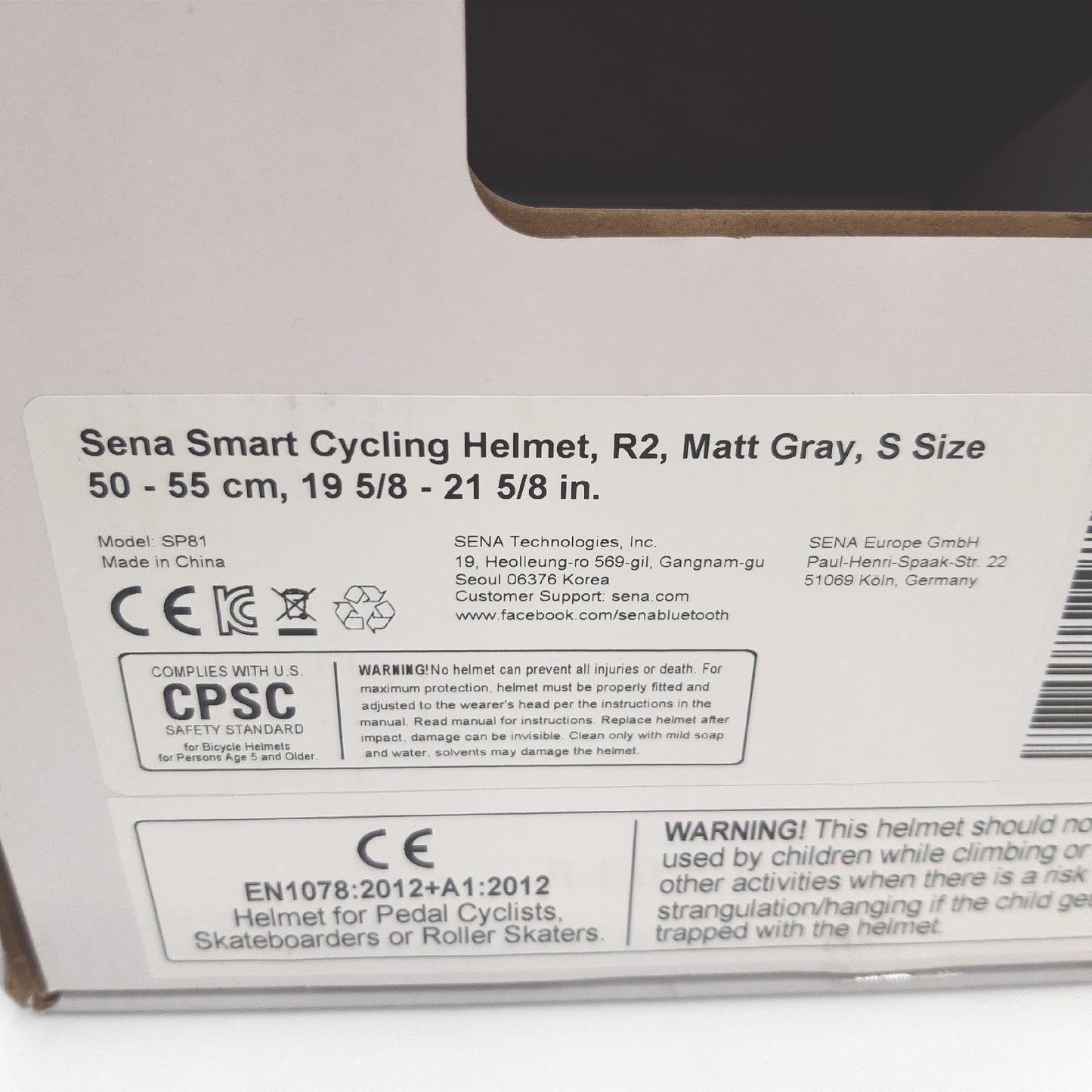 Sena Fahrradhelm Rennradhelme R2 Mattgrau Größe S Schutz Sport Sicherheit