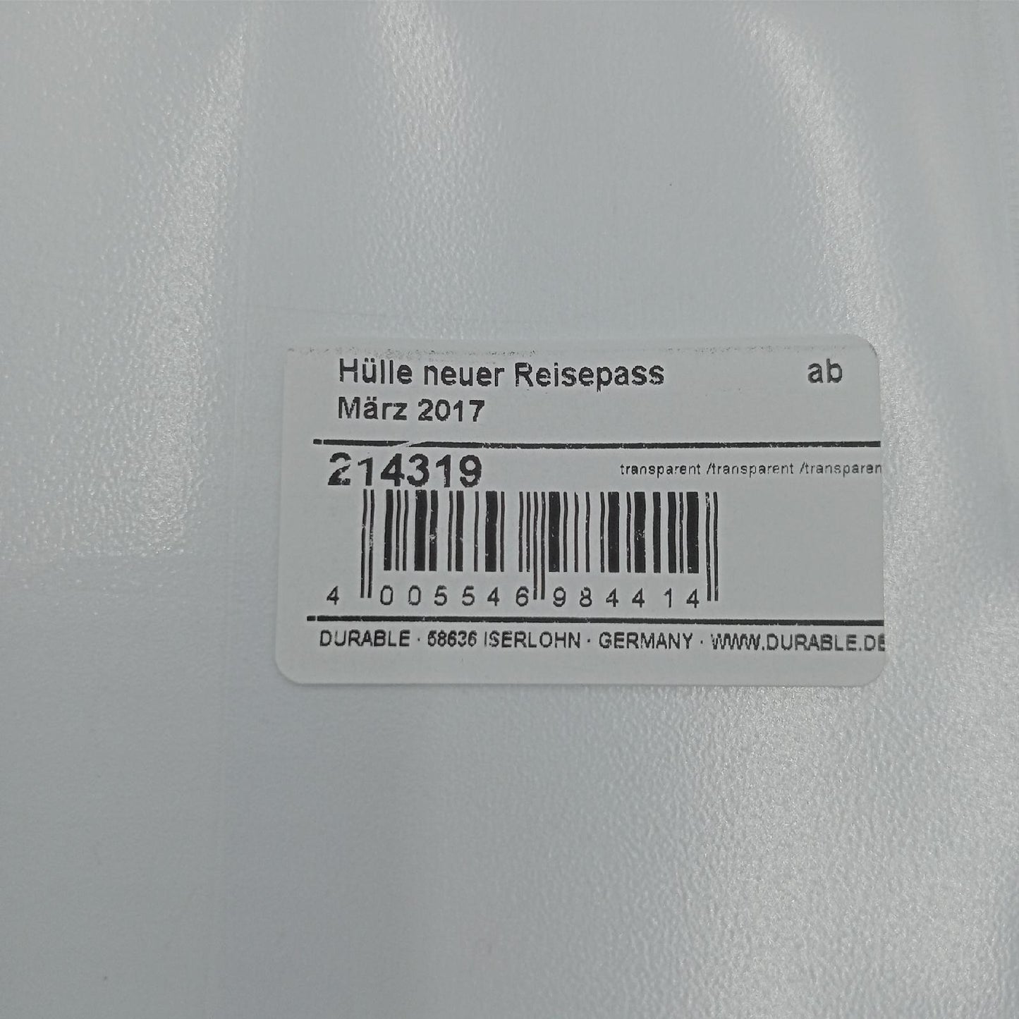 Durable Schutzhülle Reisepasshüllen Dokumentenzubehör 214319 transparent praktisch sicher