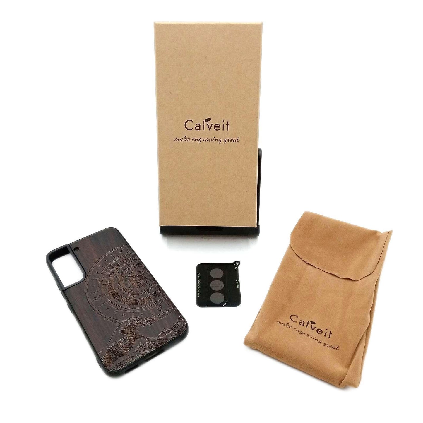 Carveit Galaxy S22 Handyhülle Schwarzholz TPU Cover Elegant Case