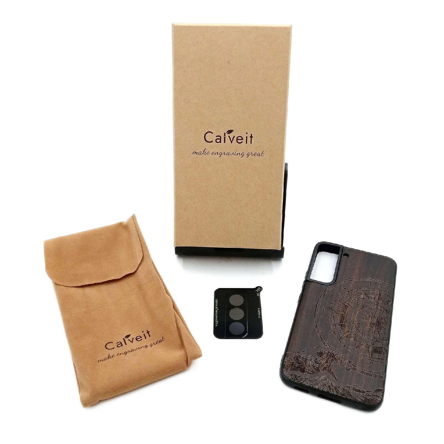 Carveit Galaxy S22 Handyhülle Schwarzholz TPU Cover Elegant Case