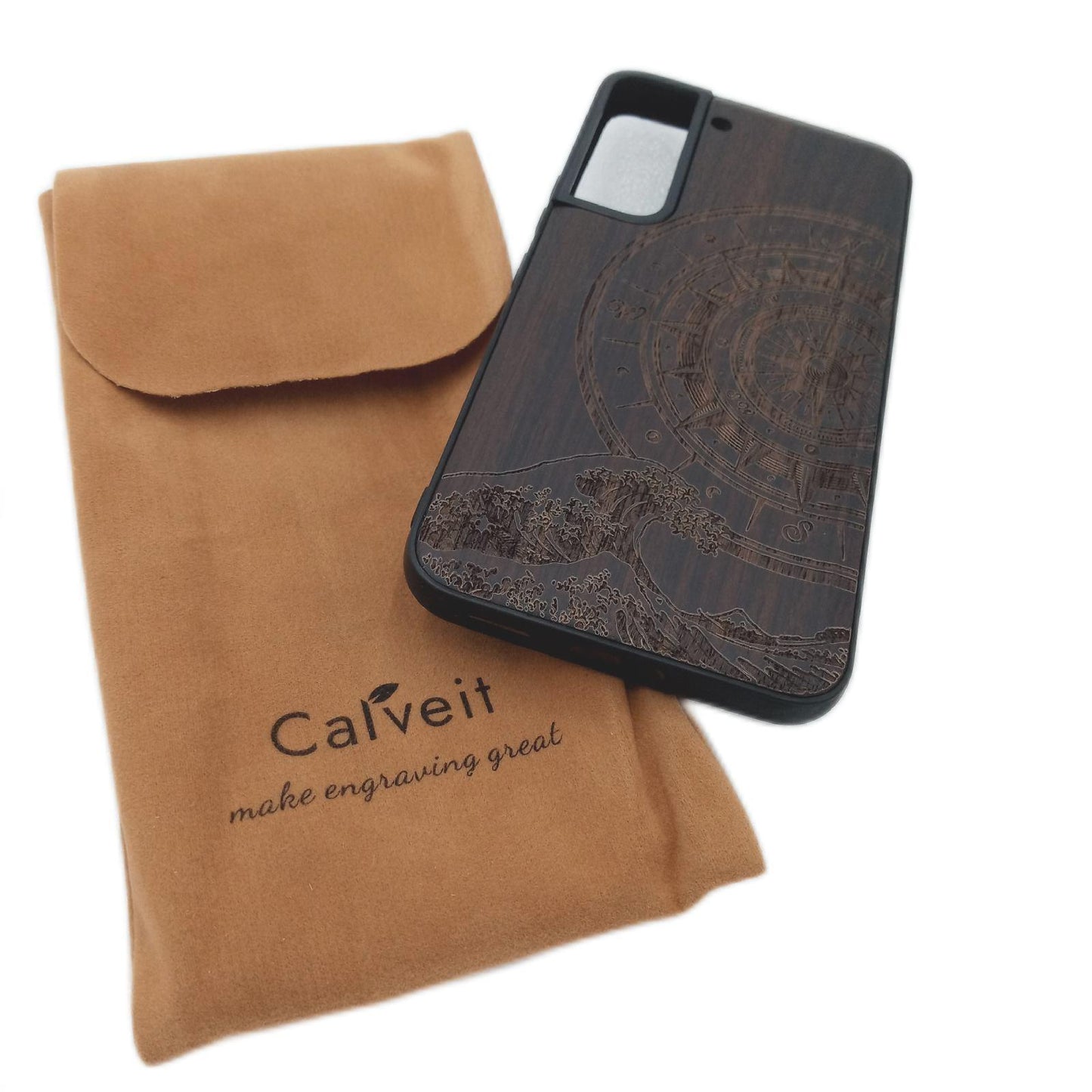 Carveit Galaxy S22 Handyhülle Schwarzholz TPU Cover Elegant Case