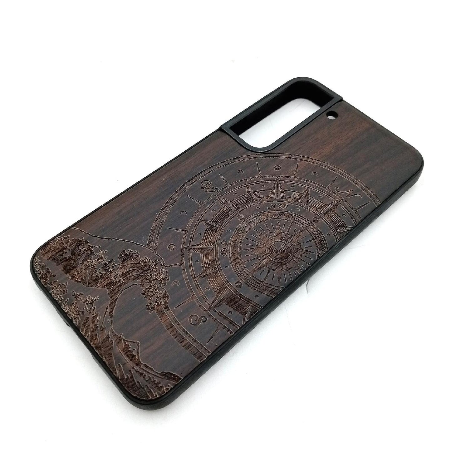 Carveit Galaxy S22 Handyhülle Schwarzholz TPU Cover Elegant Case