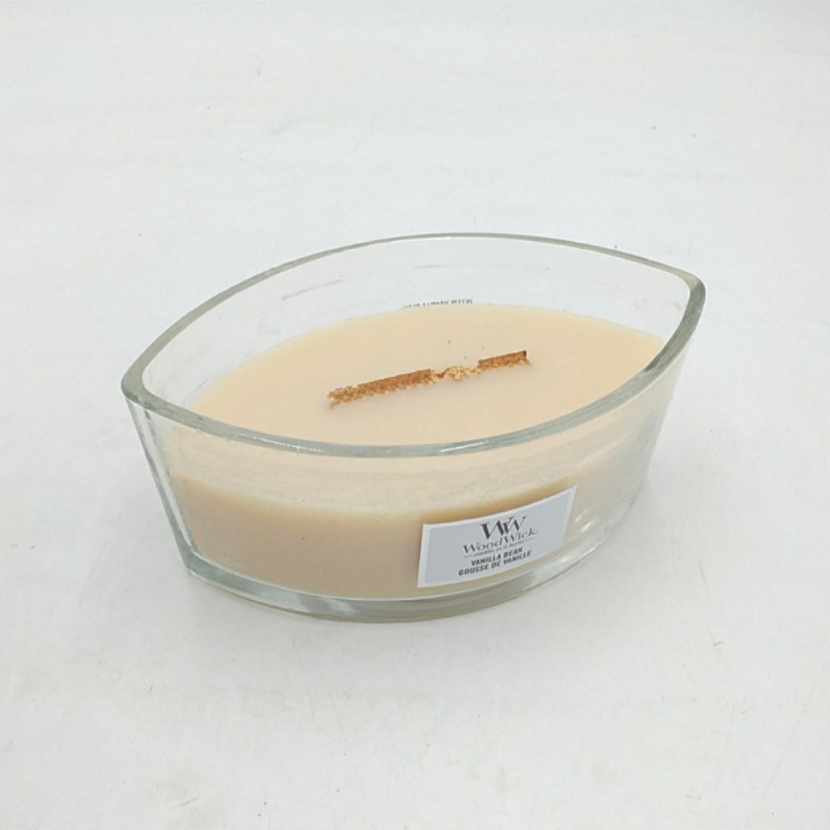 Woodwick mittelgroße Duftkerze im Sanduhrglas Vanilla Bean knisternder Docht Brenndauer bis 50 Stunden