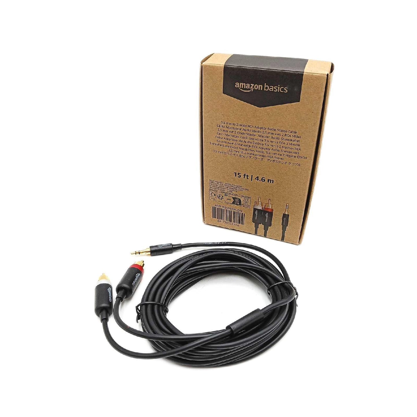Amazon Basics Audiokabel Kabelverlängerung 35 mm Auxiliary Klinkenstecker auf RCA