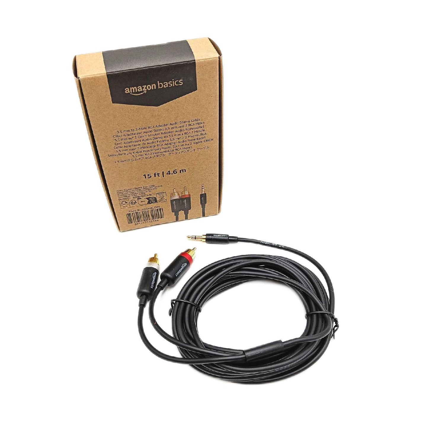 Amazon Basics Audiokabel Kabelverlängerung 35 mm Auxiliary Klinkenstecker auf RCA