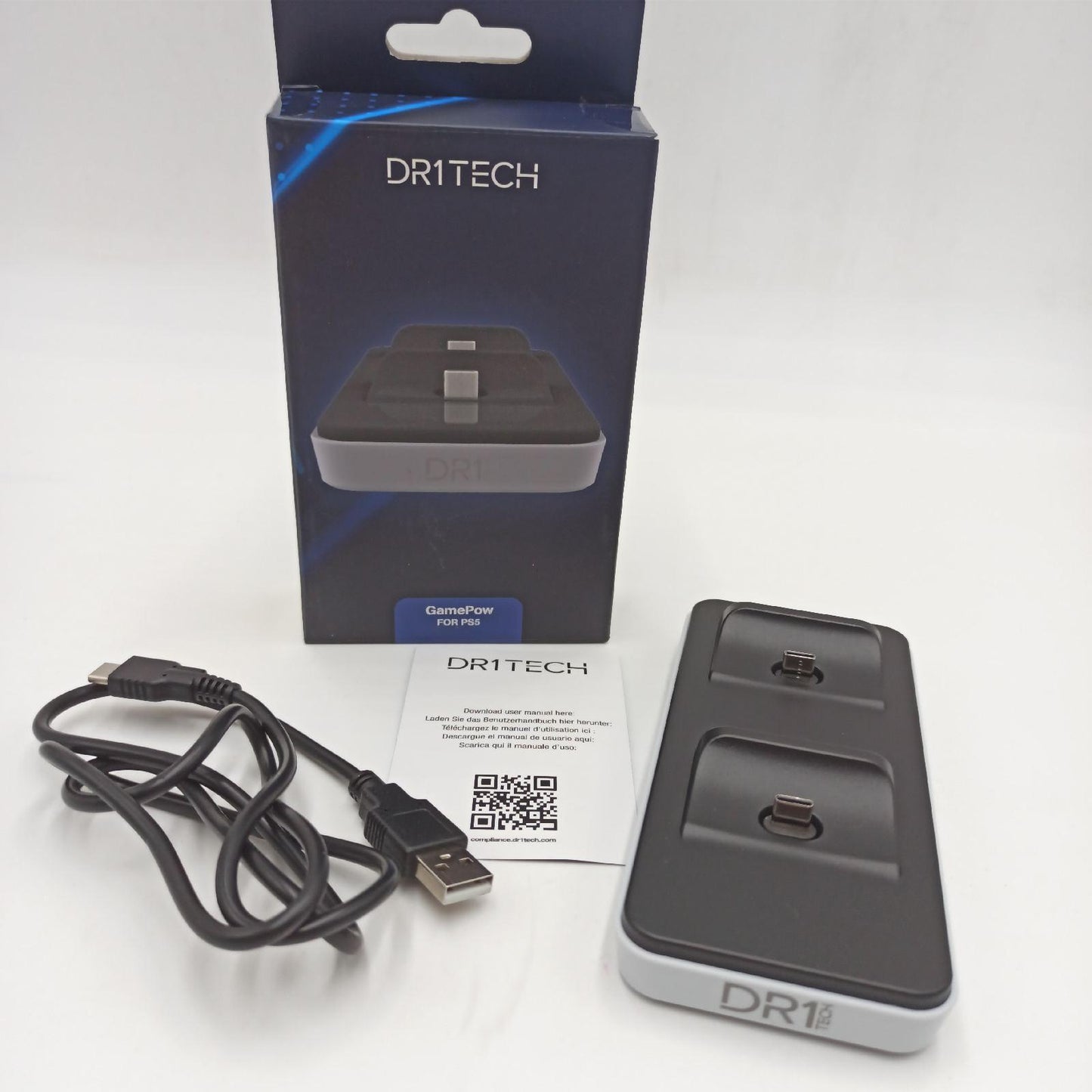 DR1TECH Ladestation Gaming Zubehör GamePow Plus Schnelles Aufladen für PS5 Dualsense Controller