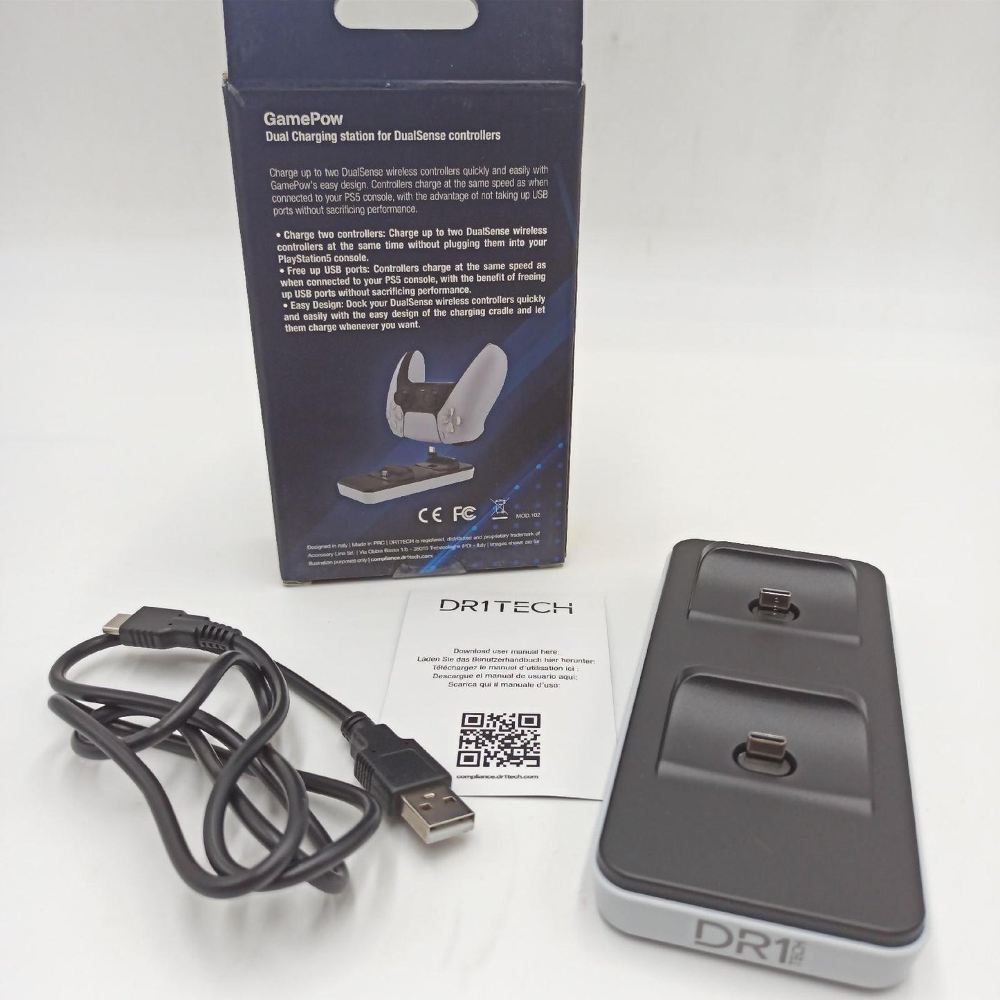 DR1TECH Ladestation Gaming Zubehör GamePow Plus Schnelles Aufladen für PS5 Dualsense Controller
