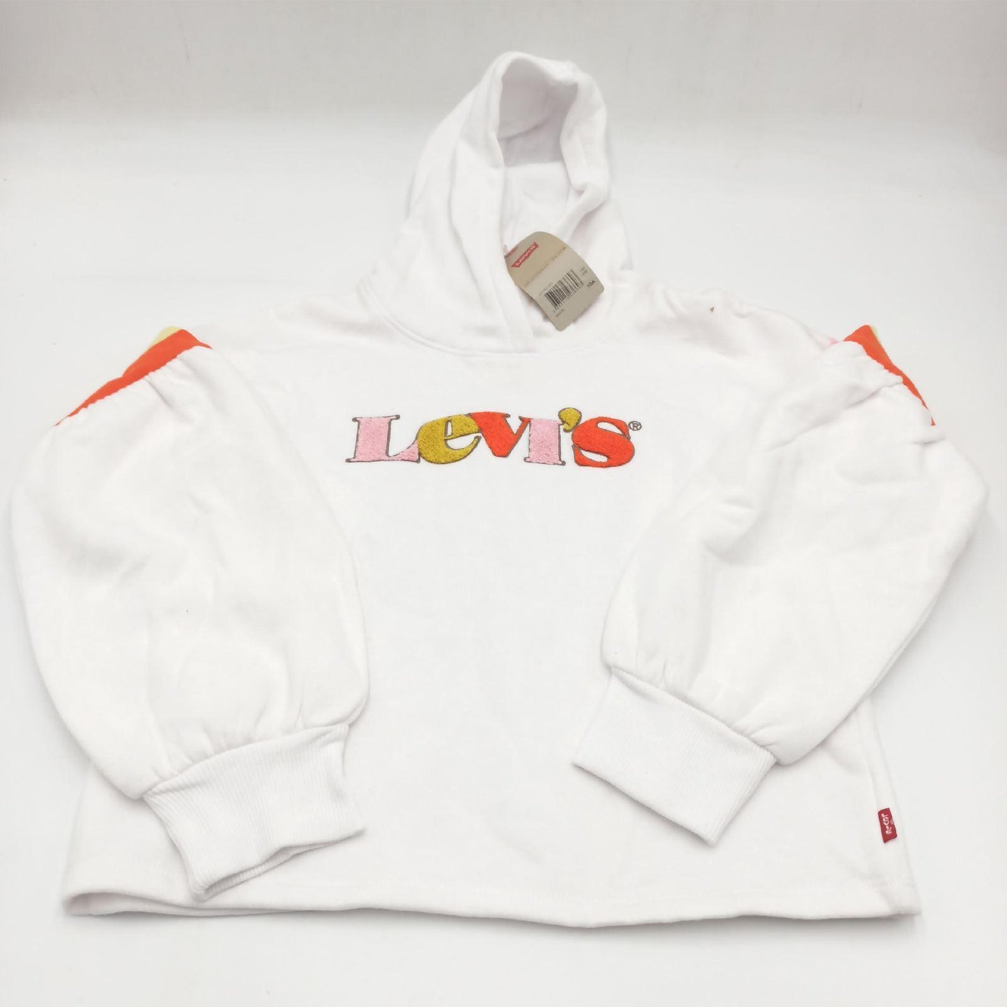 Levis Kinderbekleidung Langarmshirt Mädchen Oberbekleidung High Rise Kapuze Weiß