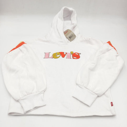 Levis Kinderbekleidung Langarmshirt Mädchen Oberbekleidung High Rise Kapuze Weiß