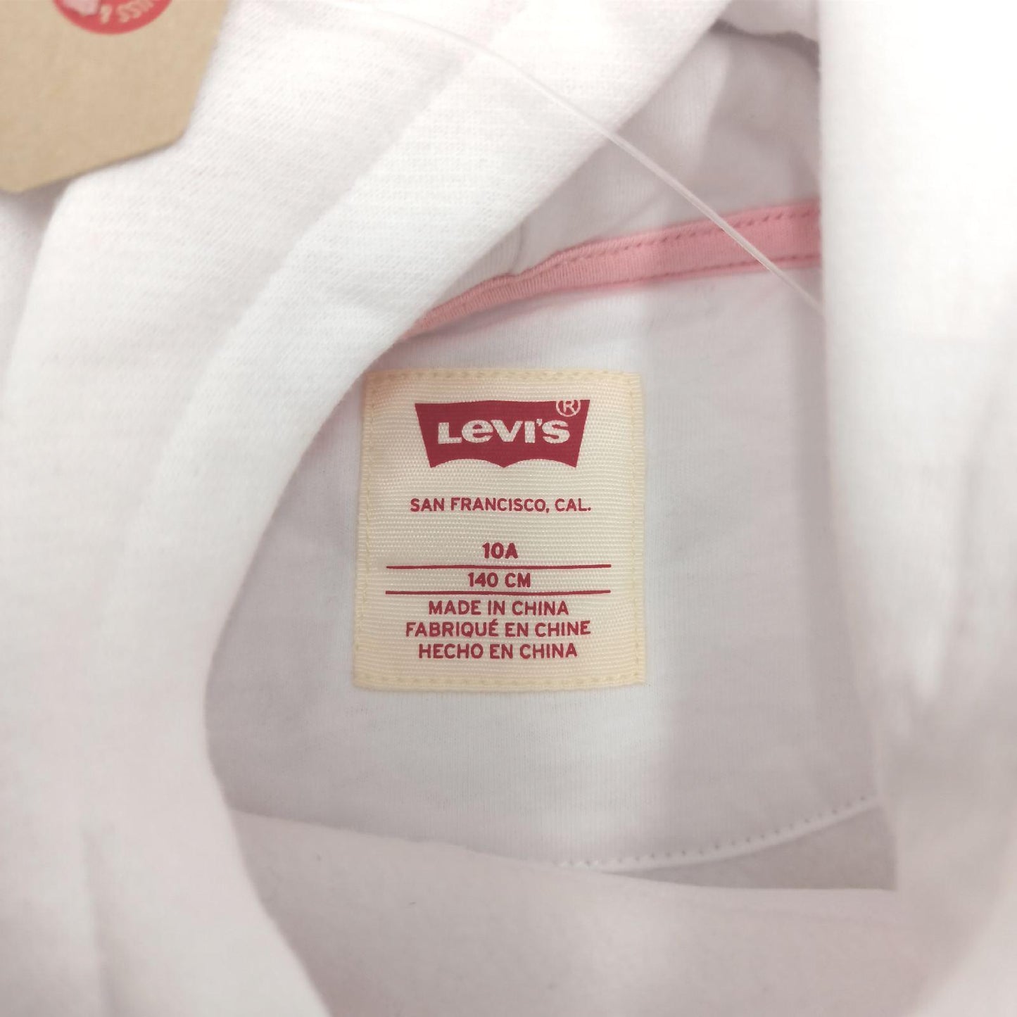 Levis Kinderbekleidung Langarmshirt Mädchen Oberbekleidung High Rise Kapuze Weiß