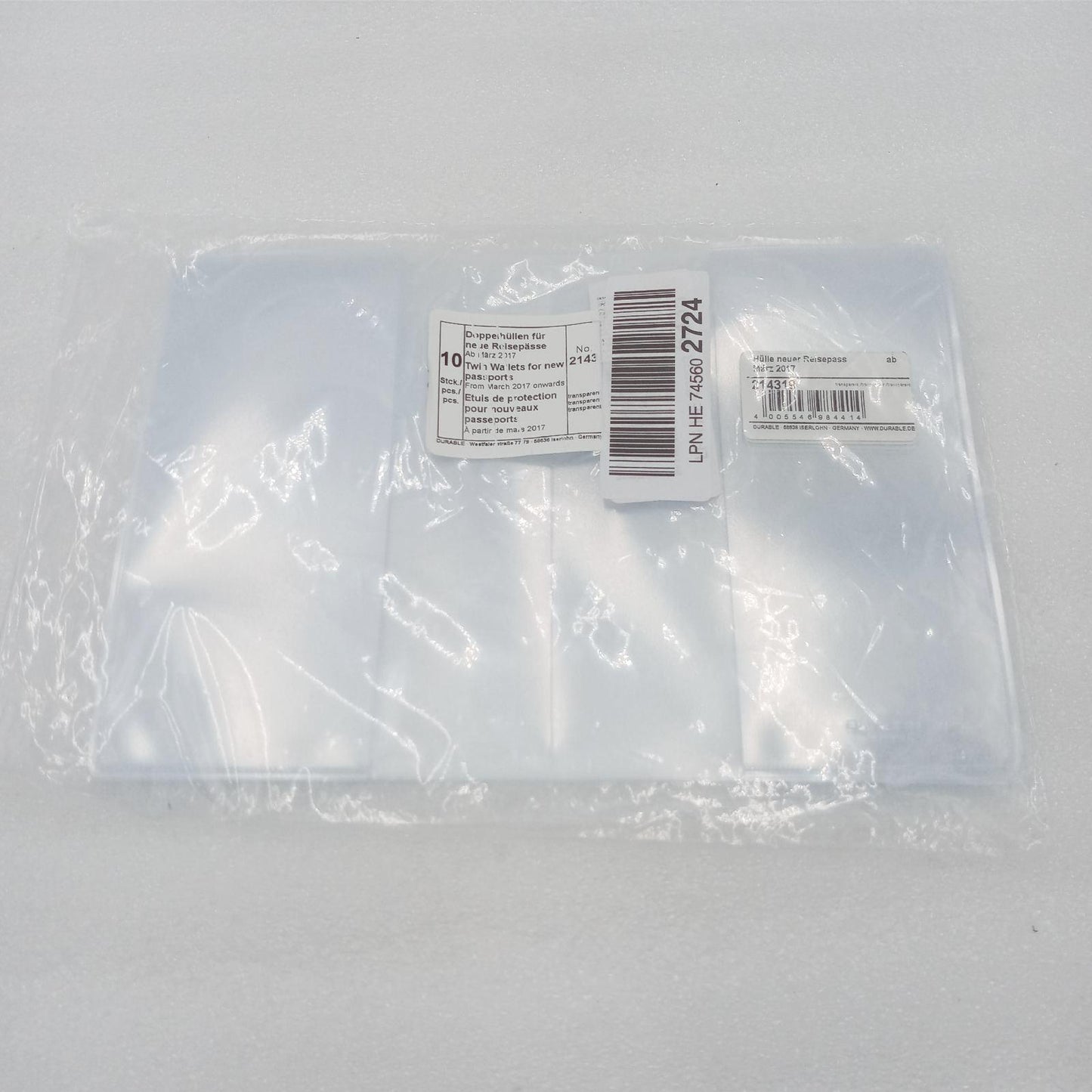 Durable Schutzhülle Reisepasshüllen Dokumentenzubehör 214319 transparent praktisch sicher