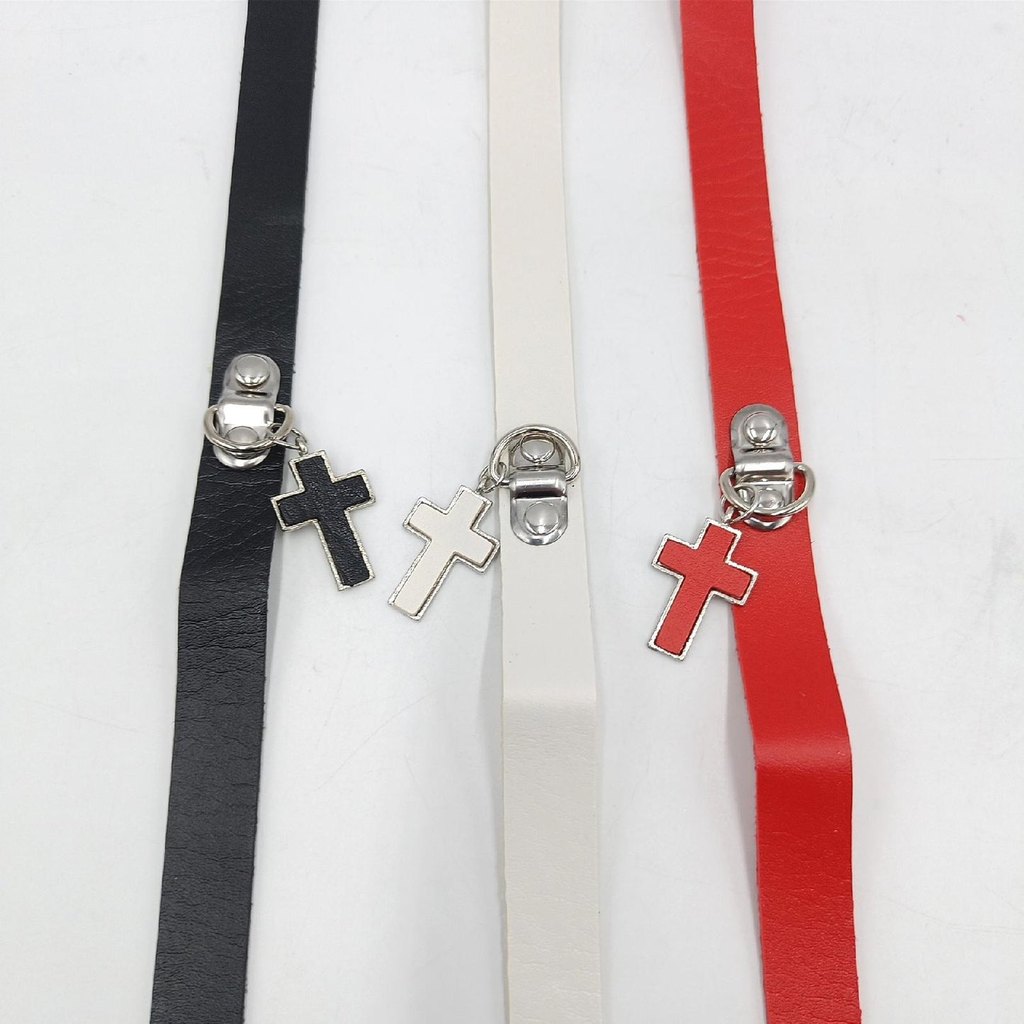 Aabellay Lederhalsband Damen Schmuck Halskette Gotik Punk Rock Kreuzanhänger