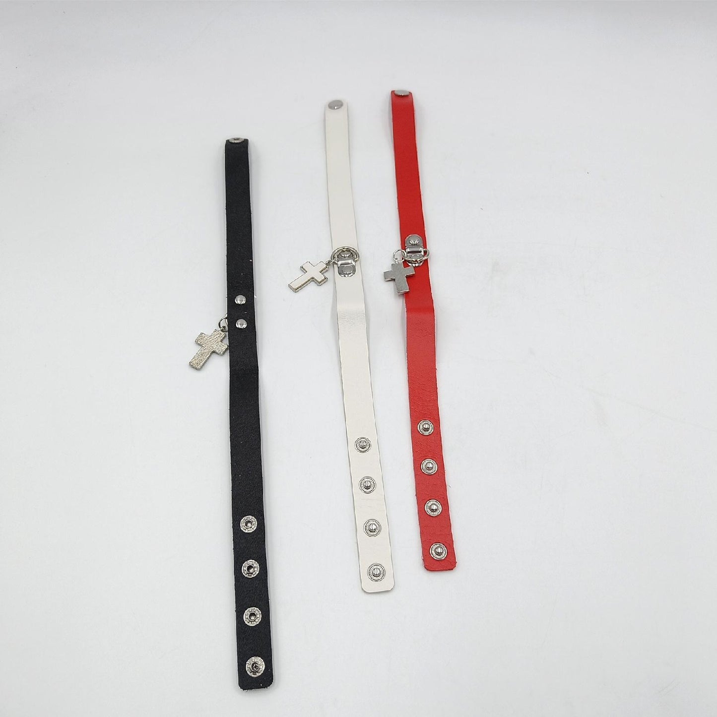 Aabellay Lederhalsband Damen Schmuck Halskette Gotik Punk Rock Kreuzanhänger