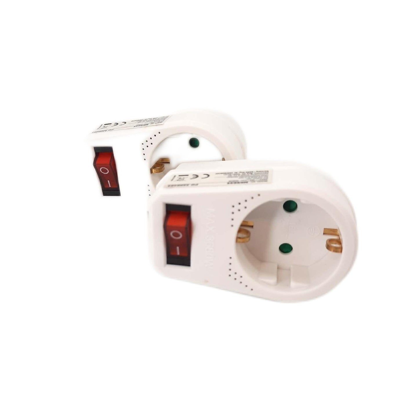 deleyCON Steckdosenadapter Stromversorgung Zwischenstecker 2 Stück Beleuchtet EIN AUS Sch