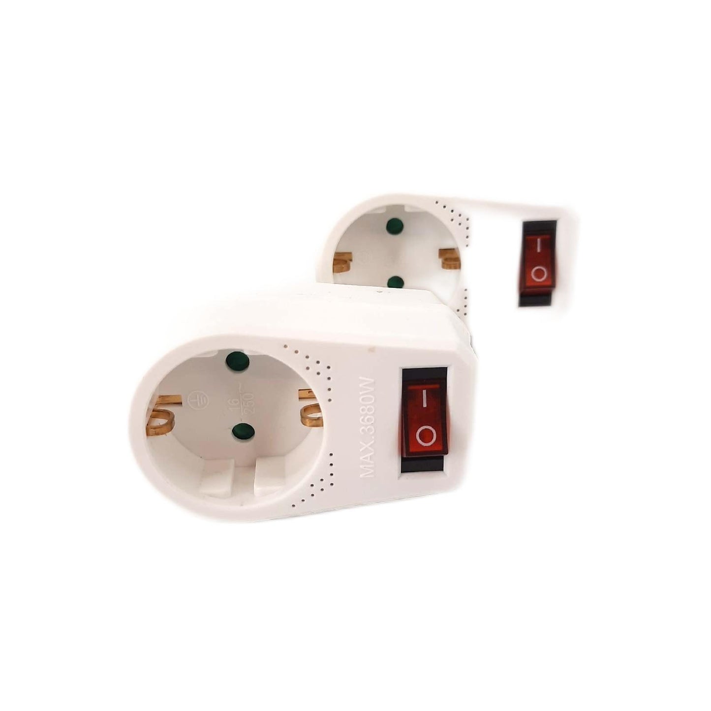 deleyCON Steckdosenadapter Stromversorgung Zwischenstecker 2 Stück Beleuchtet EIN AUS Sch