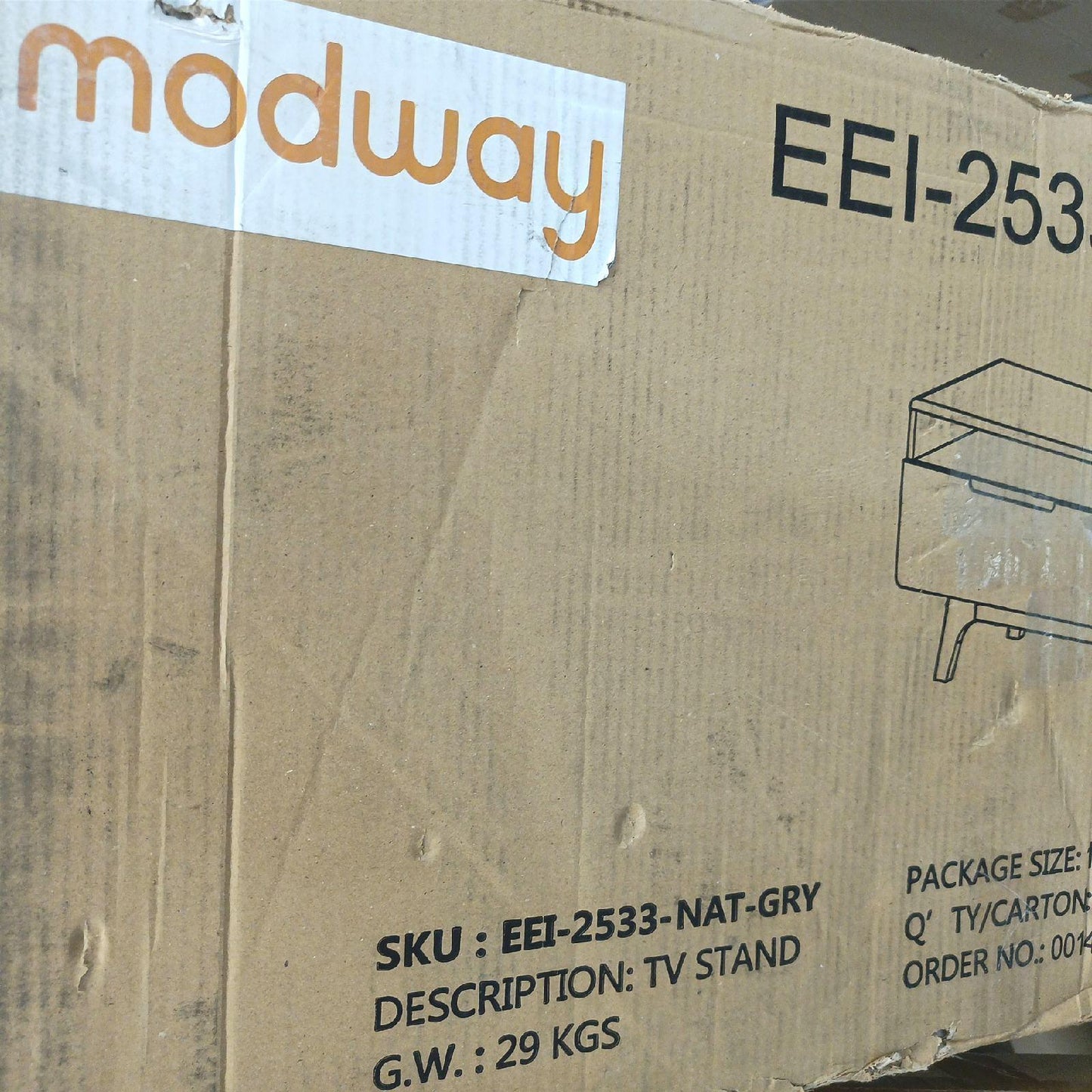 Modway TV Board Möbel Wohnzimmer Origin Mid Century Stil 47 Zoll Grau Design