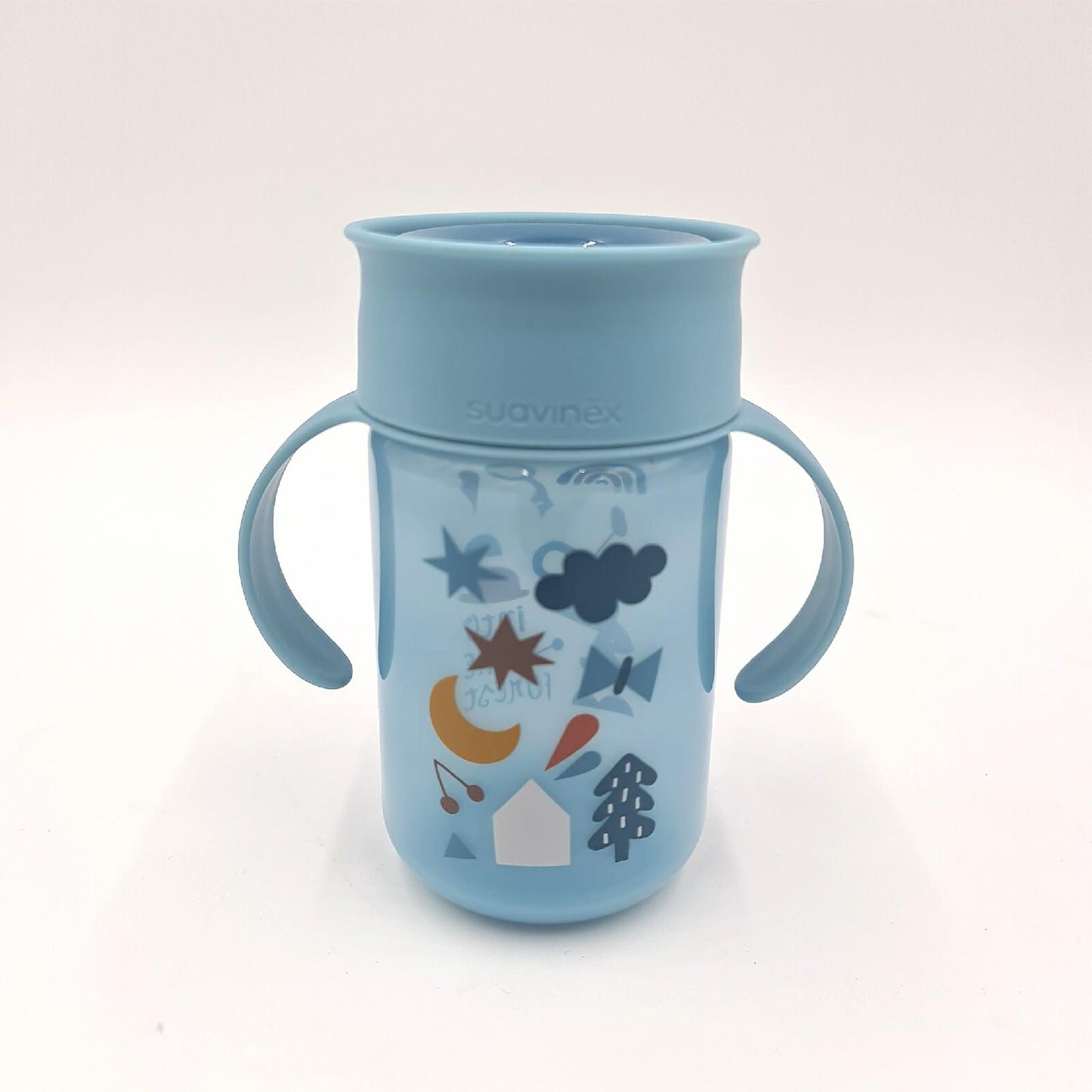 SUAVINEX Trinkbecher für Babys, mit Griffen und Auslaufschutz, für Babys + 12 Monate, spülmaschinenfest, blau, 340 ml, 401195