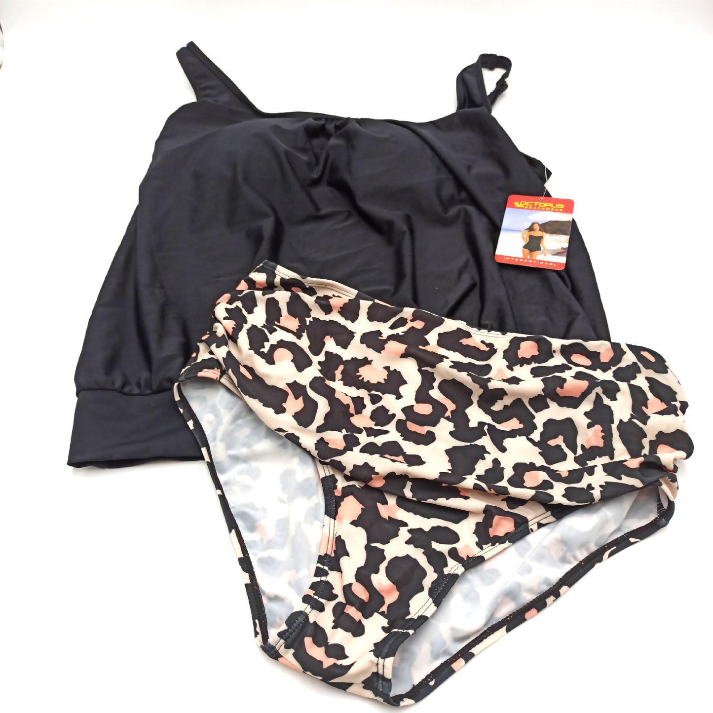 Octopus Tankini Badebekleidung Oversize F5465 Bauchweg Schwarz High Waist Eleganz