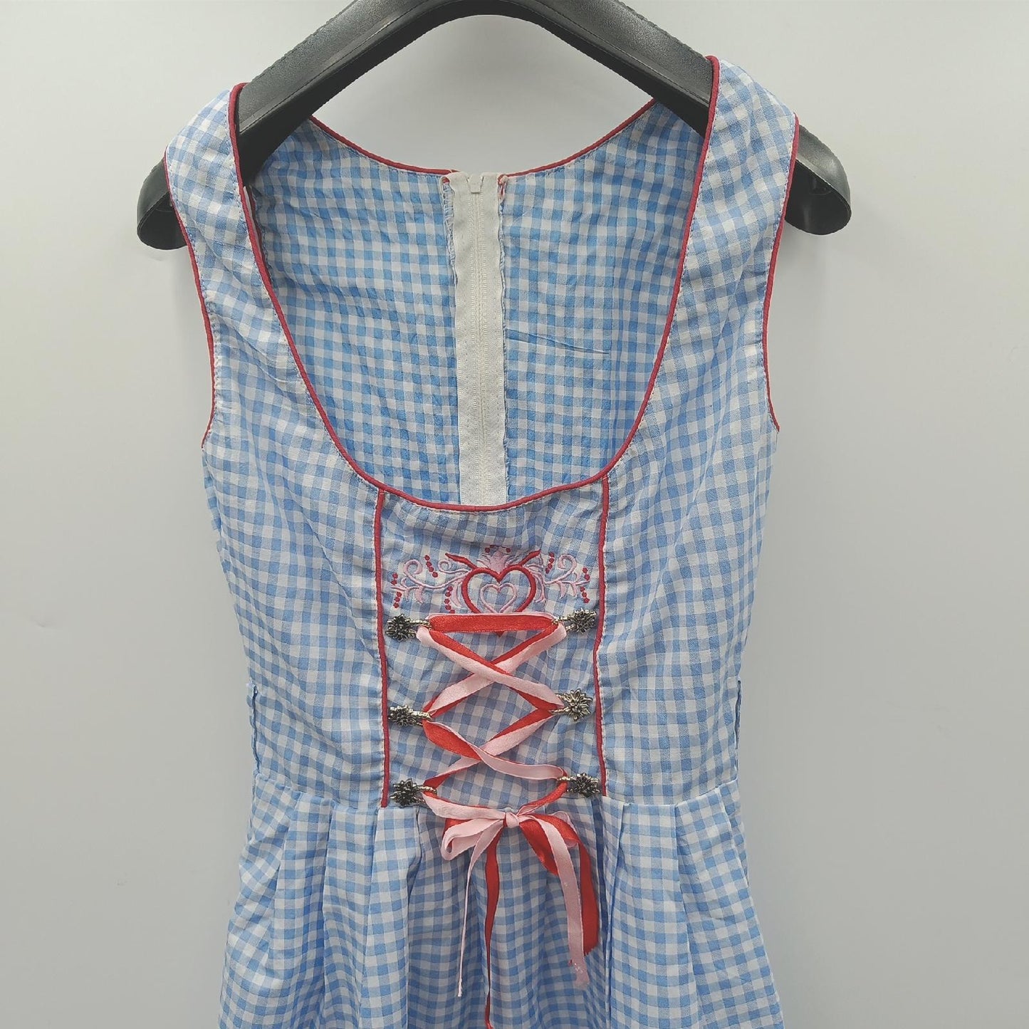 Donnerlittchen Mini Dirndl Damen Trachtenmode Lucy Hellblau Weiss Kariert Tradition