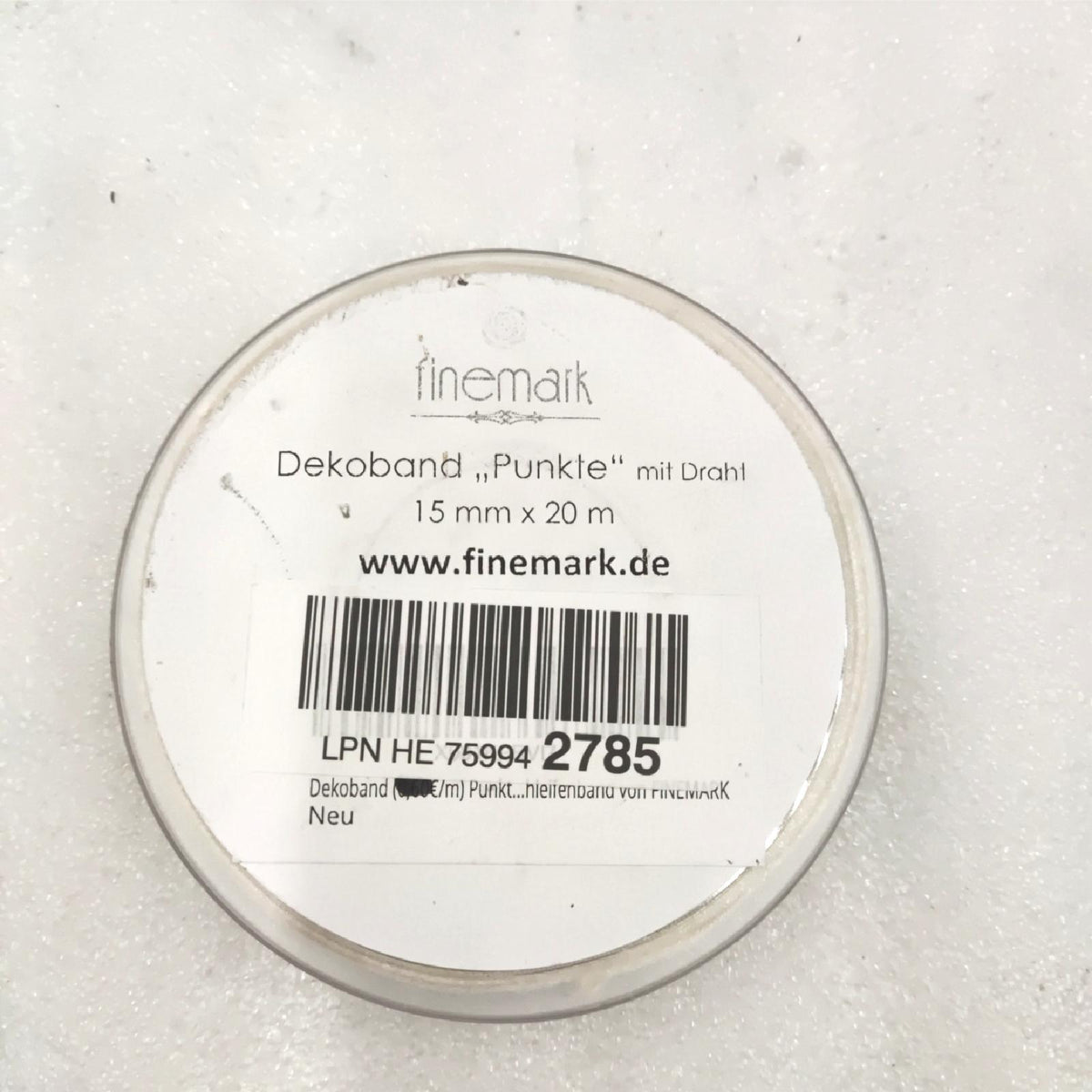Dots Geschenkband Stoffband Dekoration CremeWeiss 20 Meter x 15 Millimeter Bastel
