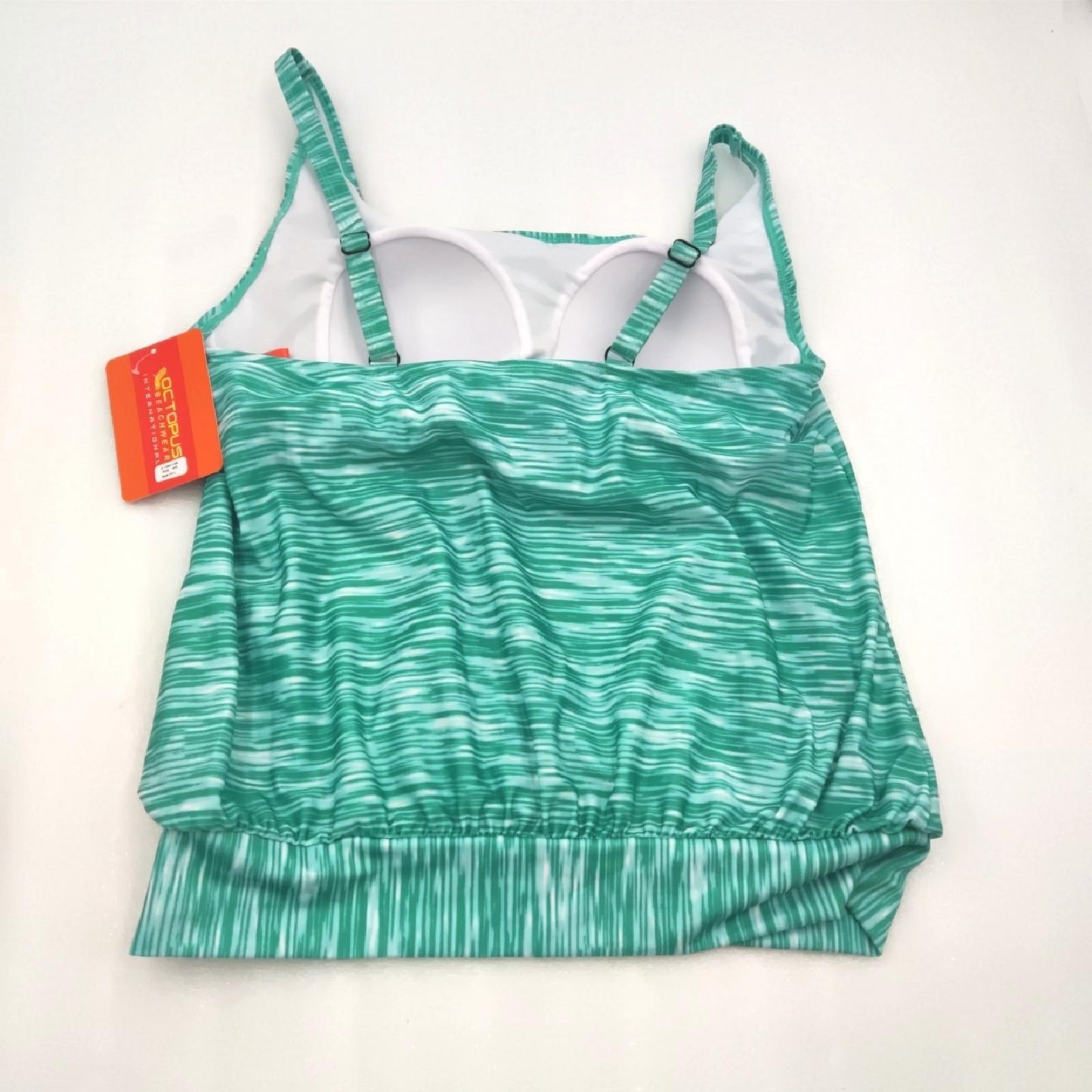 Octopus Tankini Badebekleidung F5493 Türkis Meliert Schwarz High Waist Slip Strand