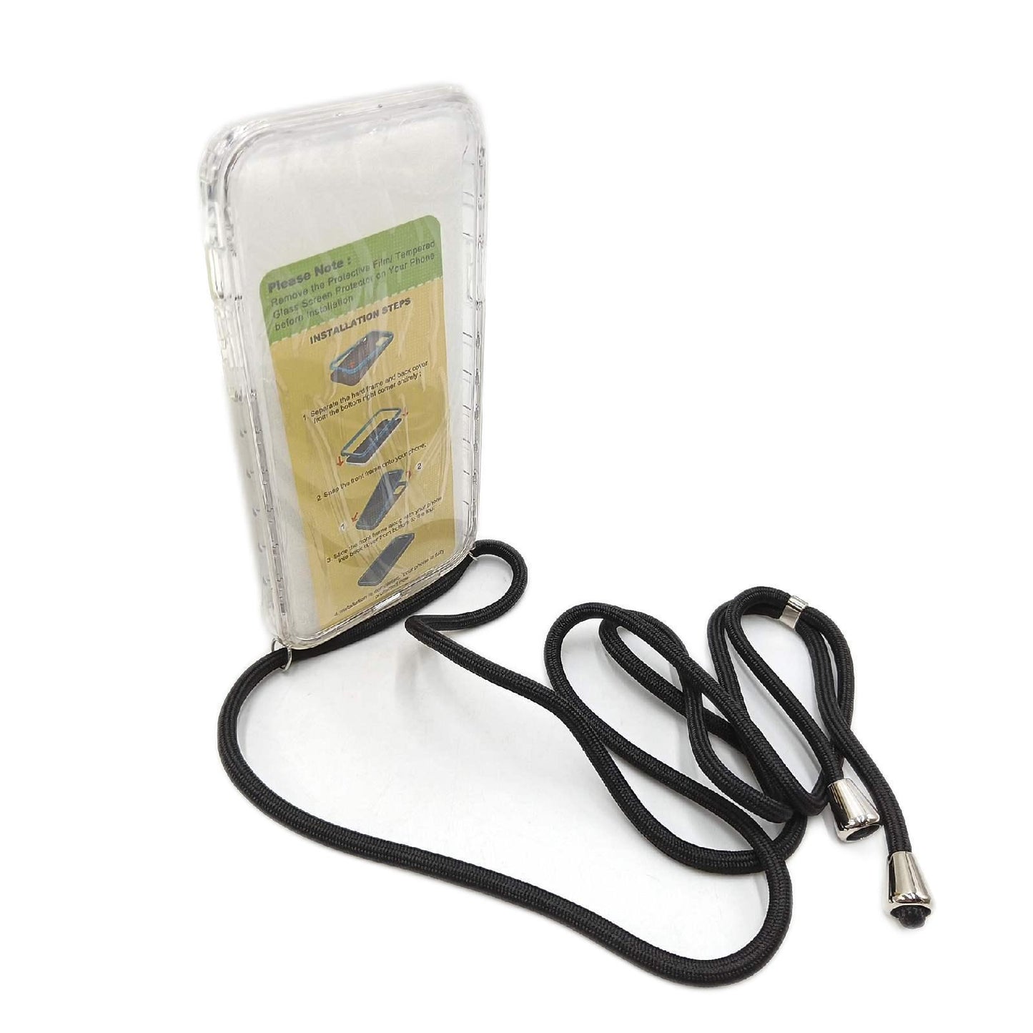 YuhooTech 360 Grad Handykette Hülle Kompatibel mit iPhone 14 Plus, Necklace Hülle mit Band/Doppel-Schutz Transparent Handyhülle[Einteiliges Design] Schutzhülle mit integriertem Displayschutz-Schwarz